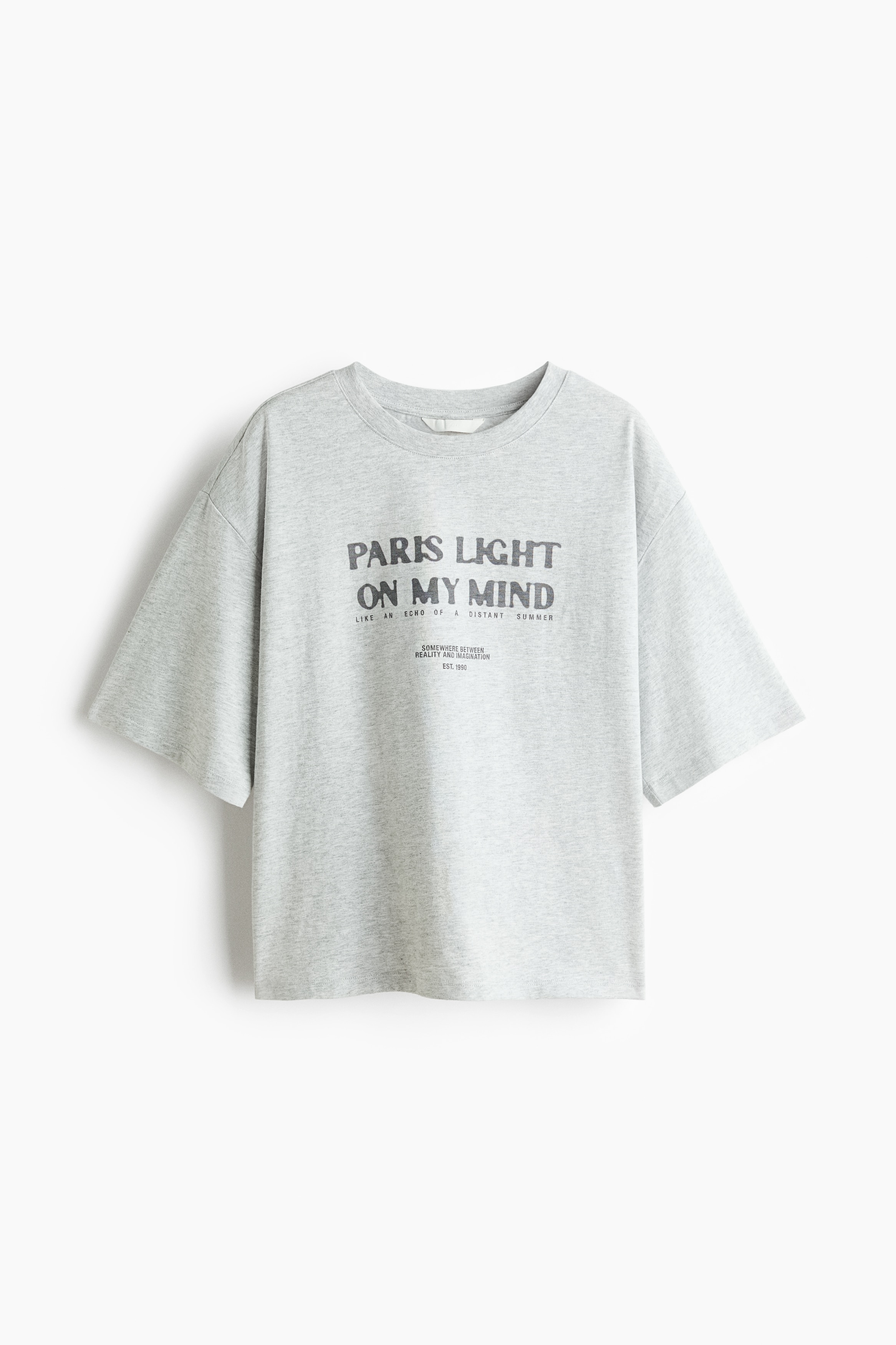 Printed Cotton T-Shirt - Light gray melange/Paris/Light yellow/Florence/Dark gray/Liked