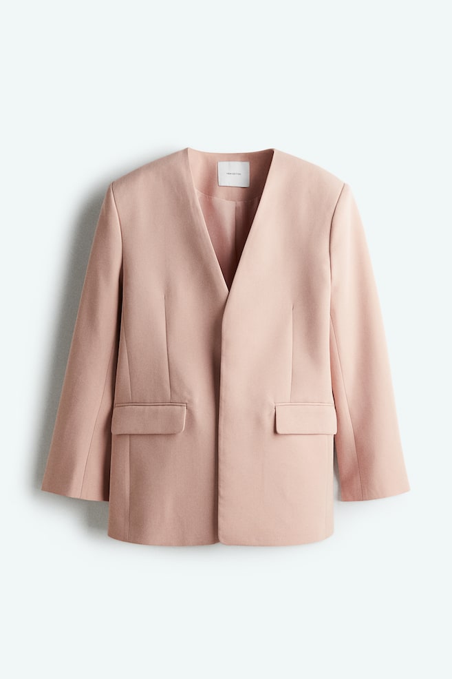Blazer sans col en twill - Rose ancien clair - 1