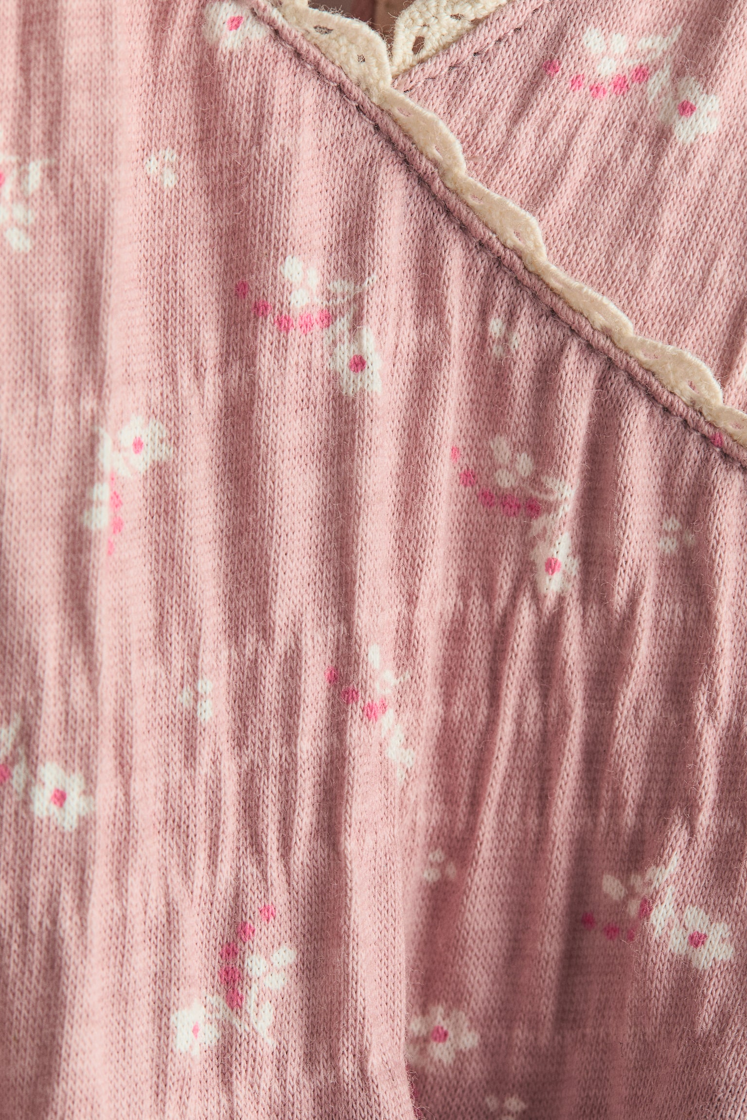 Детский комбинезон H&M Cotton Romper Suit with Wrapover Detail, цвет: Розовый / С принтом — фото 2