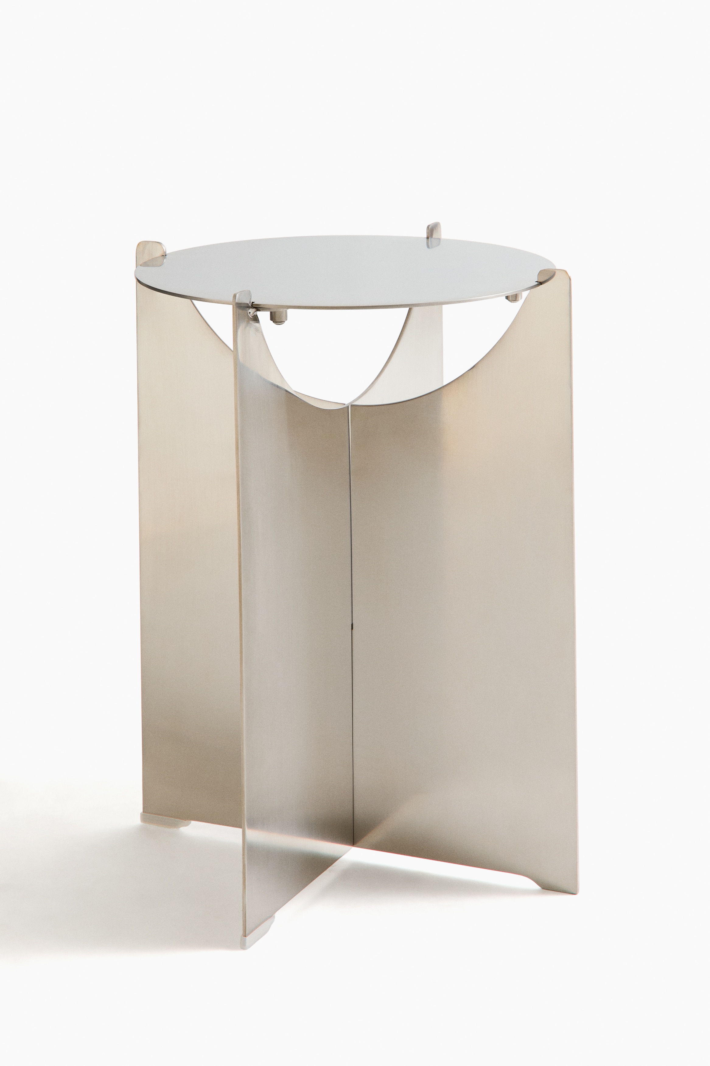 Stainless steel side table - Silver-coloured/Black/White