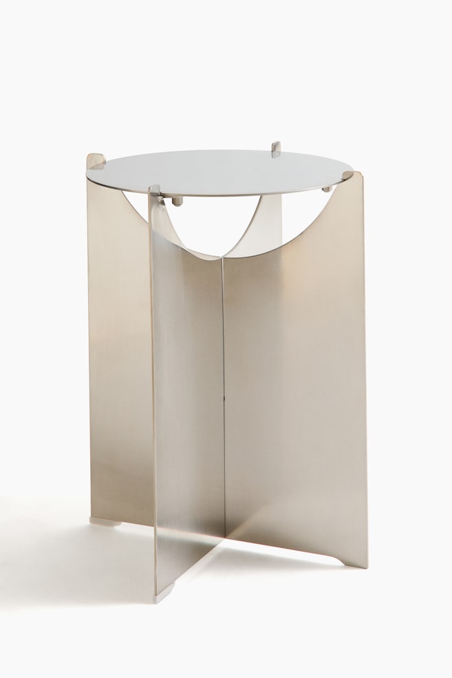 Table d'appoint en métal - Argenté/Blanc/Noir - 1