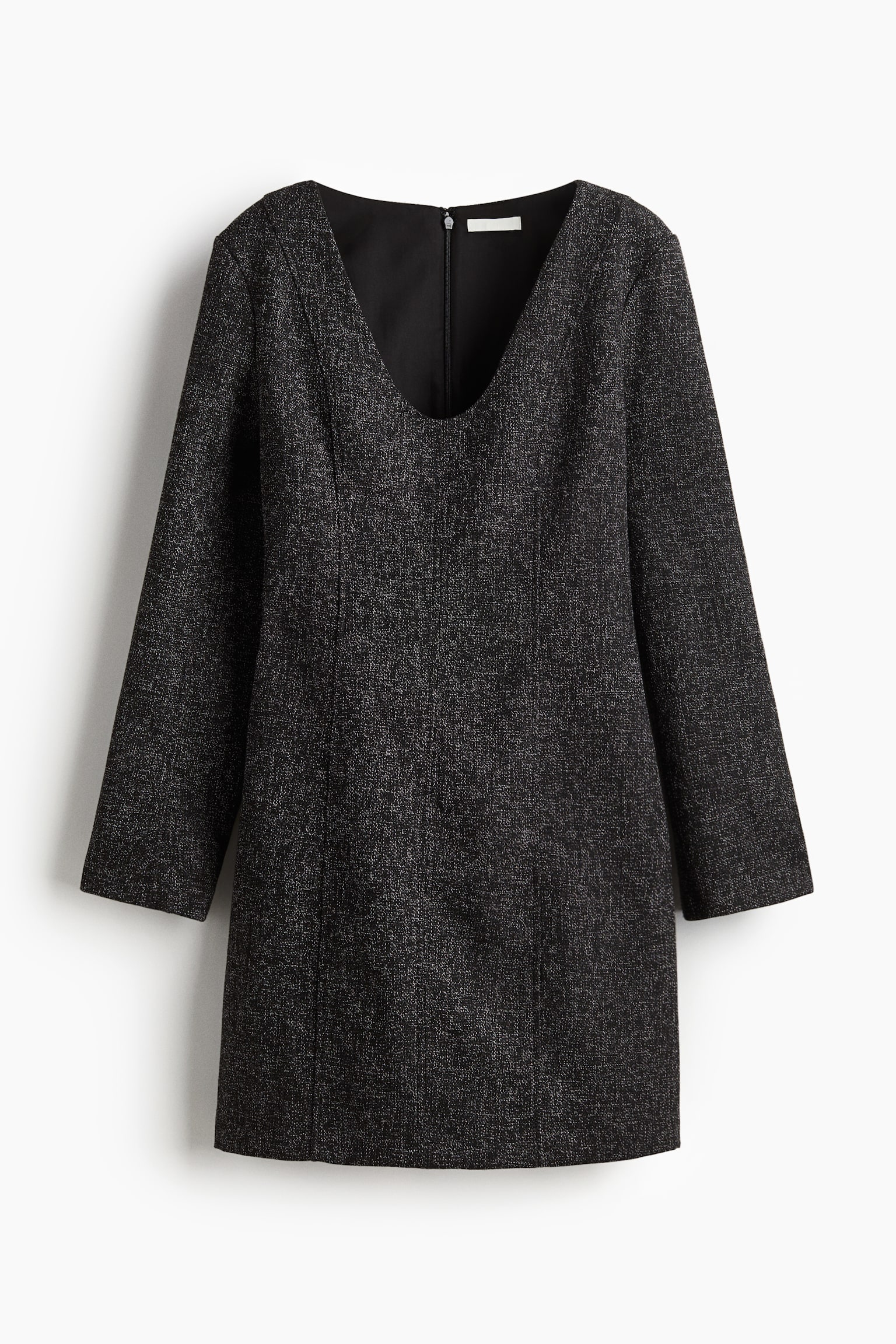Женское платье H&M Long-Sleeved Bouclé Dress, цвет: Чёрный меланжевый — фото 1