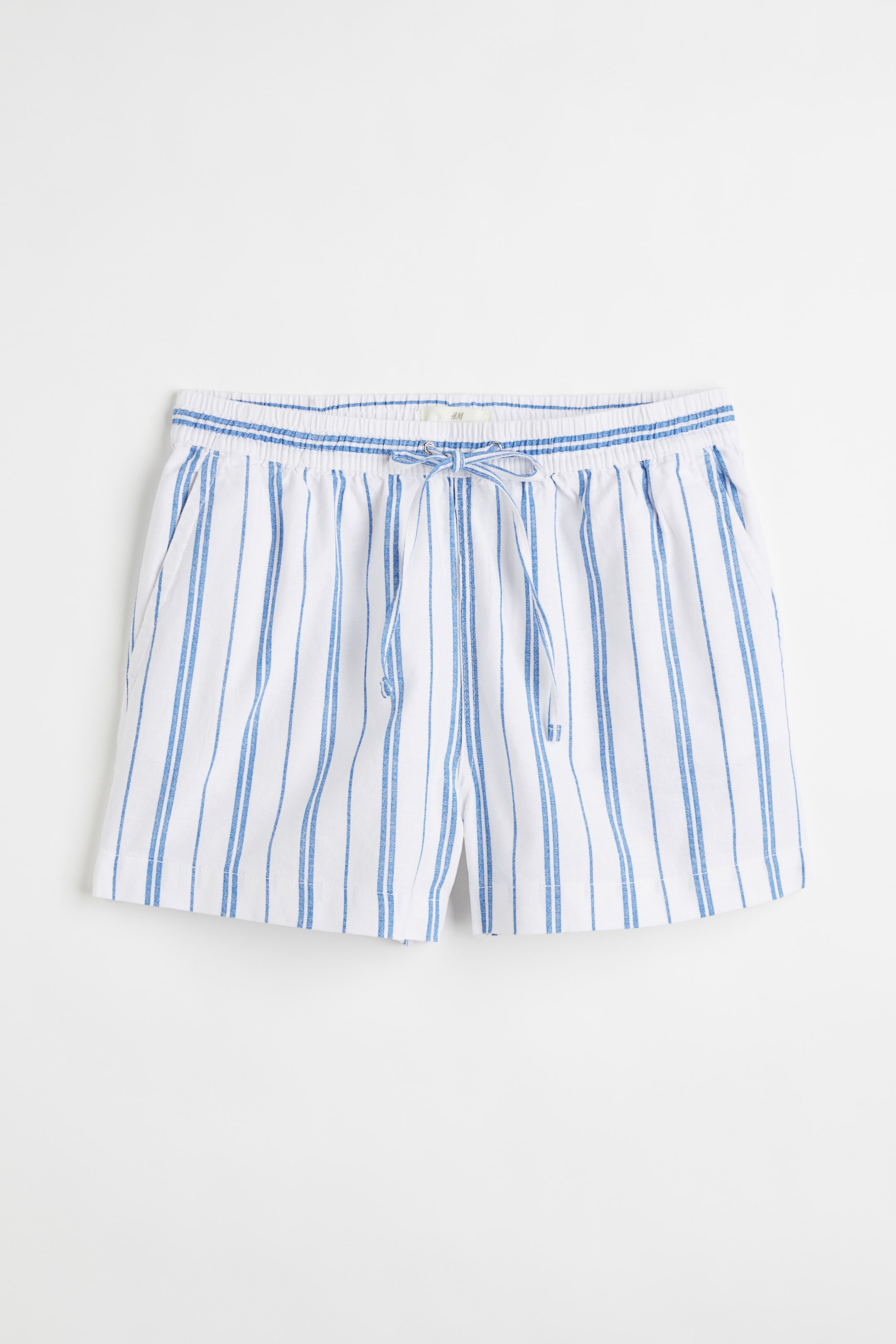 Grotere afbeelding bekijken: Short van linnenmix - Wit/gestreept - DAMES | H&M BE 1