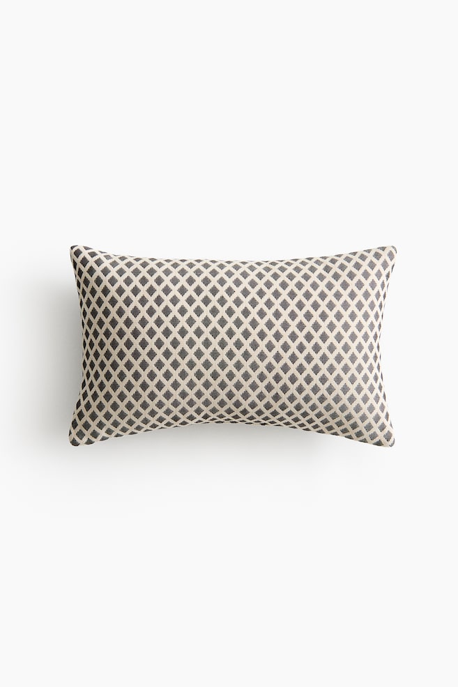 Jacquard-Weave Outdoor Cushion - Black/patterned/Light beige/patterned - 1
