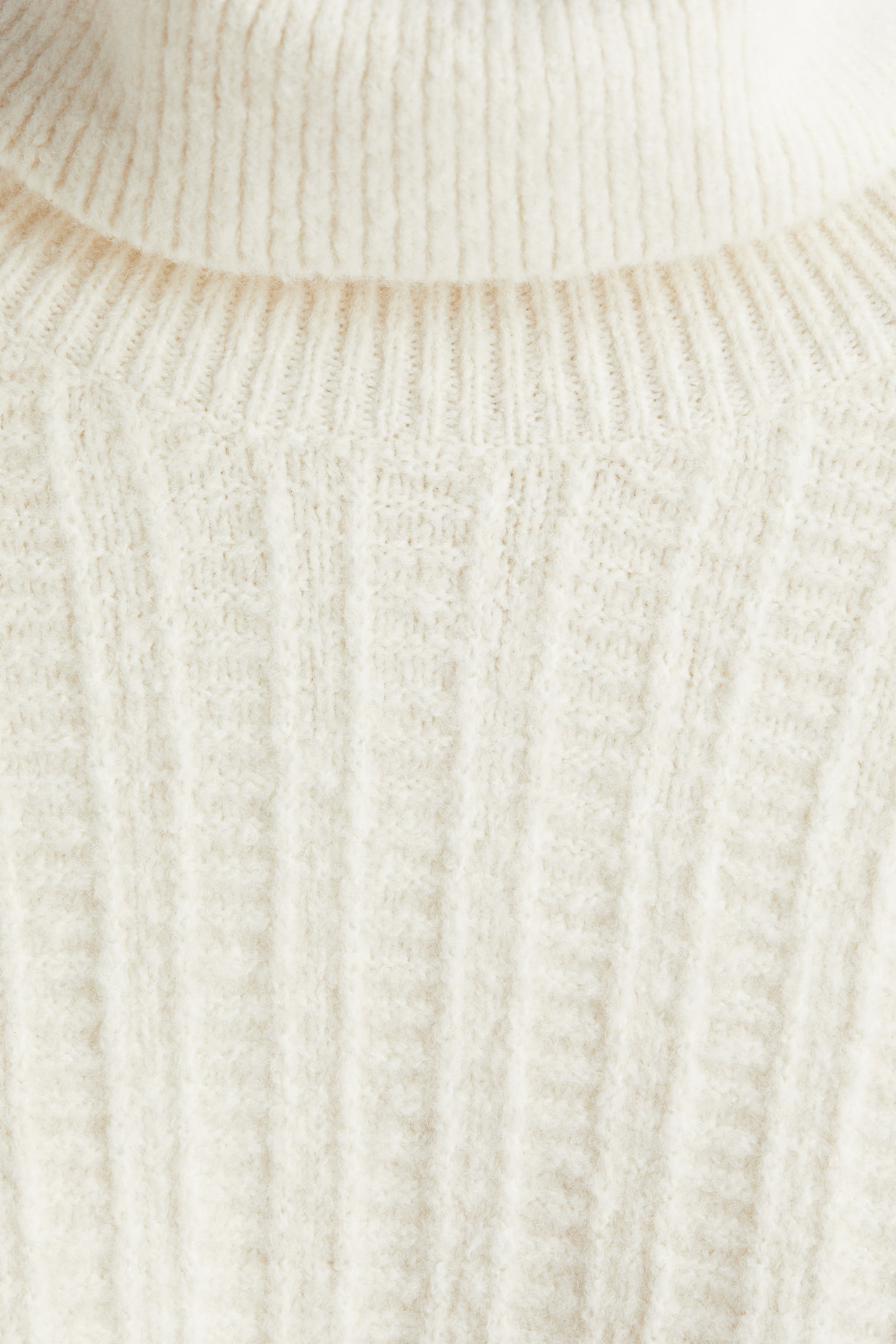 Regular Fit Polo-neck jumper - Cream/Dark khaki green - 5