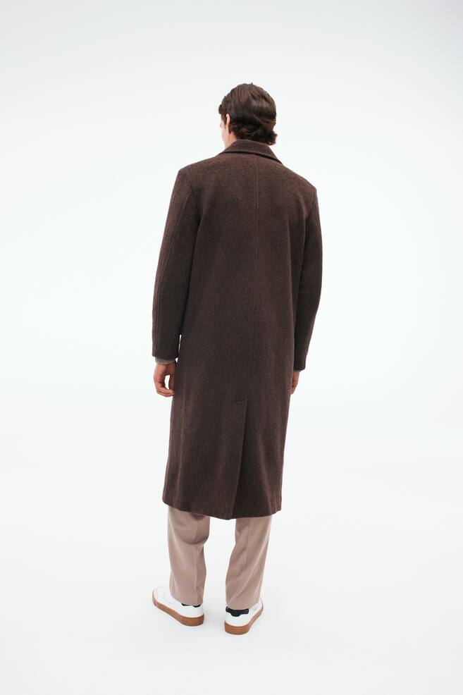 Dobbeltradet frakke i uldblanding - Mørkebrun - 6
