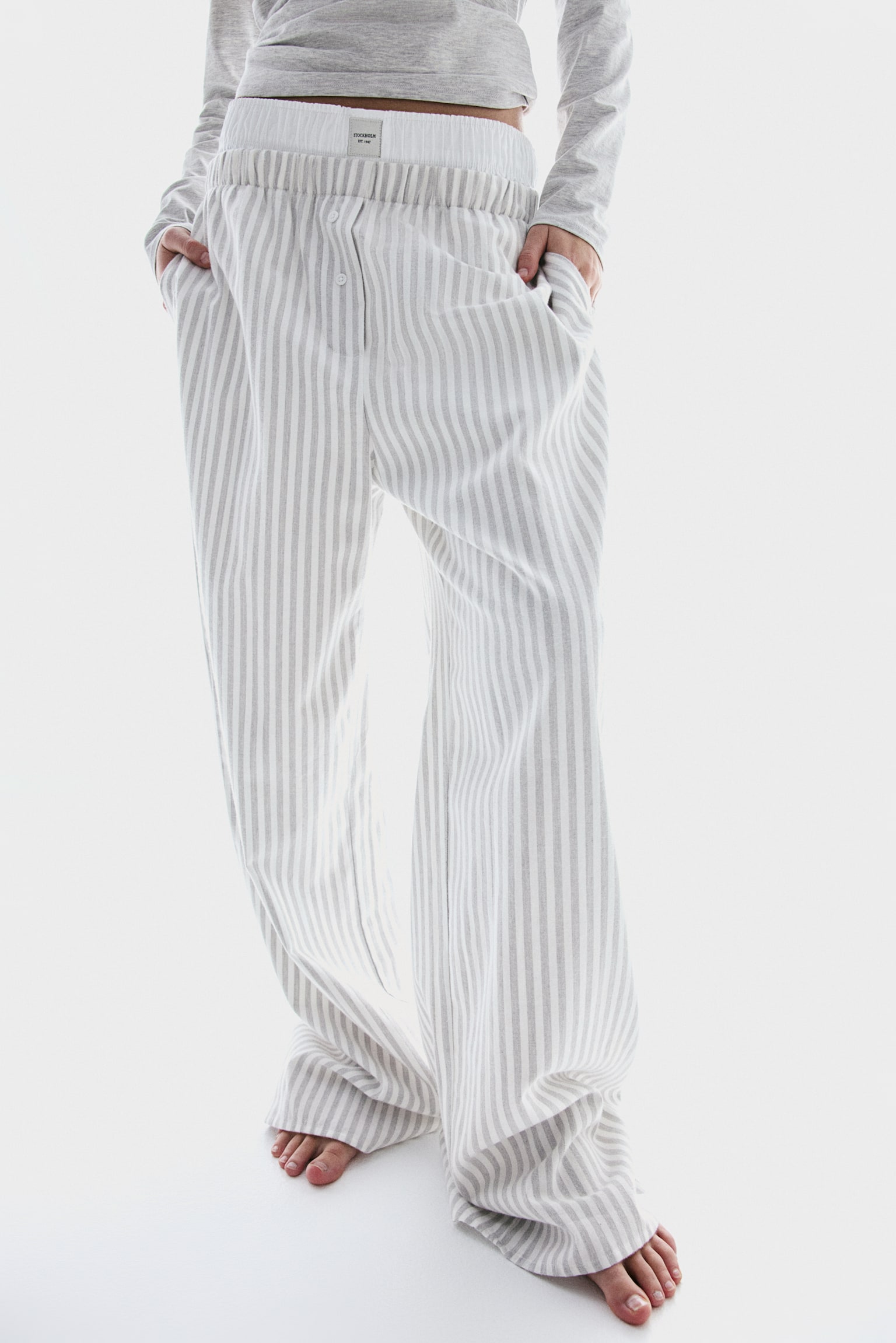 Pyjamas - Light grey marl/Striped/White/Light blue striped - 6