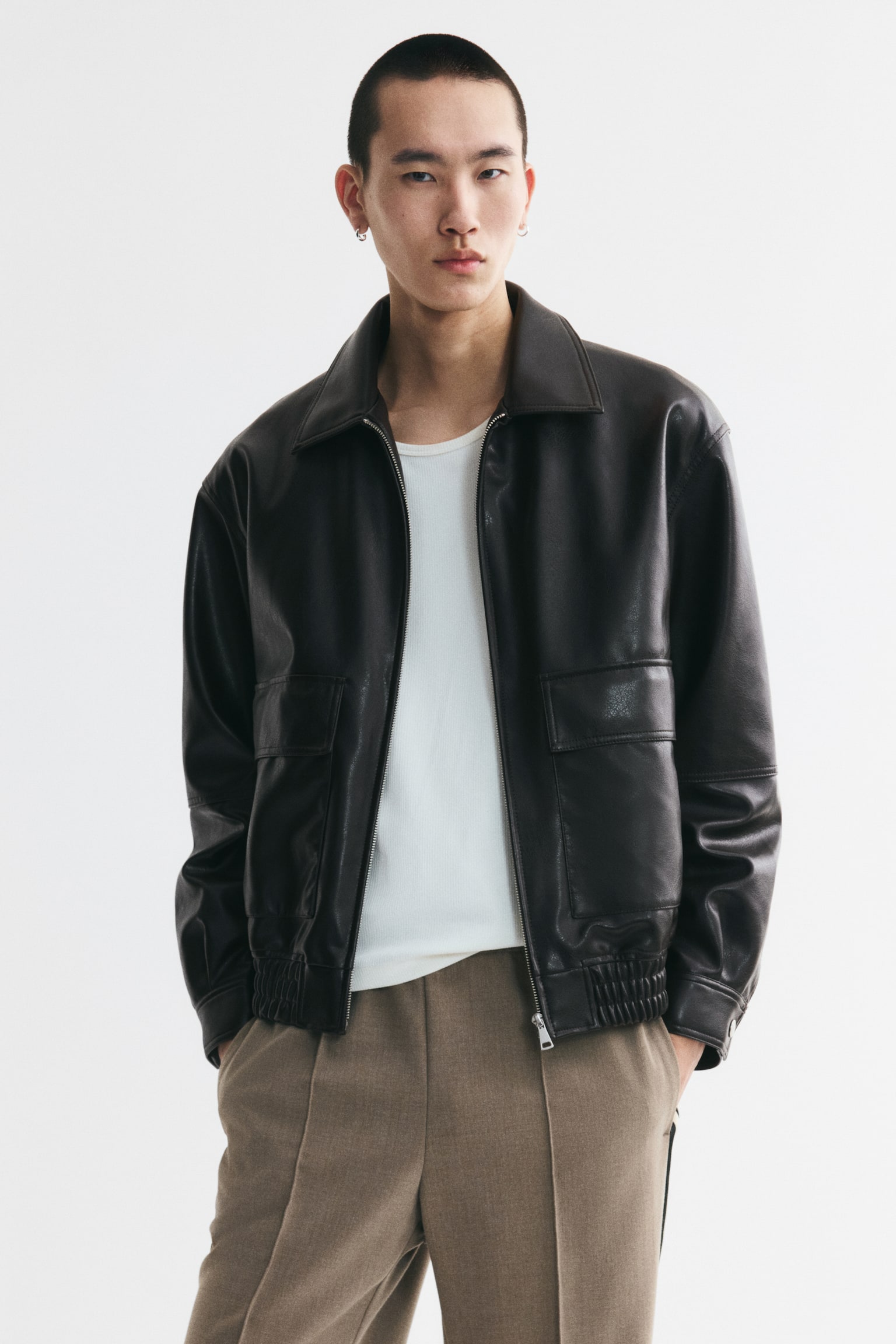 Coated blouson jacket - Dark brown - 1