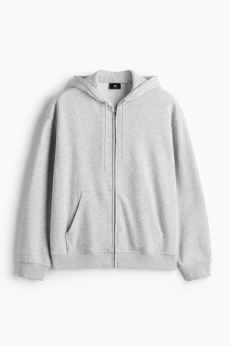 Loose Fit Zip-through hoodie Grey marl Men H&M IN
