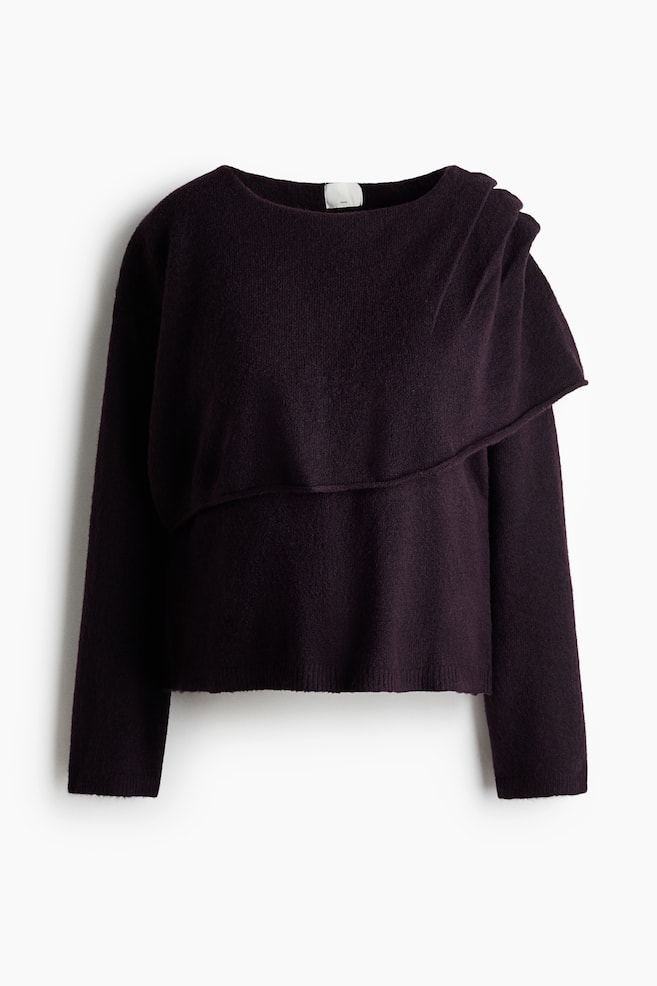 MAMA Voedingstrui met capedetail - Donker pruimenpaars/Donkertaupe - 1