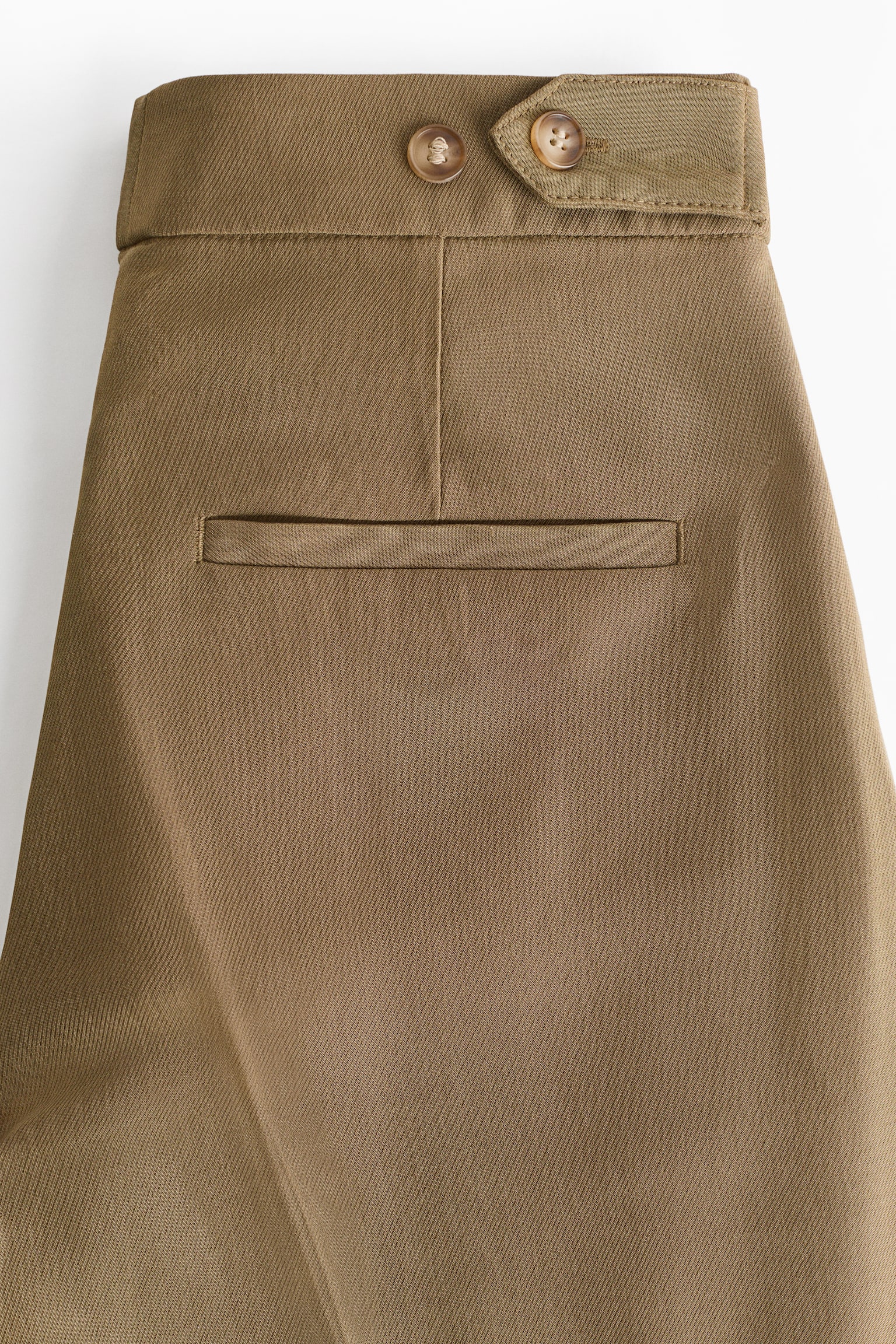 Barrel-leg twill trousers - Khaki green/Dark brown - 2