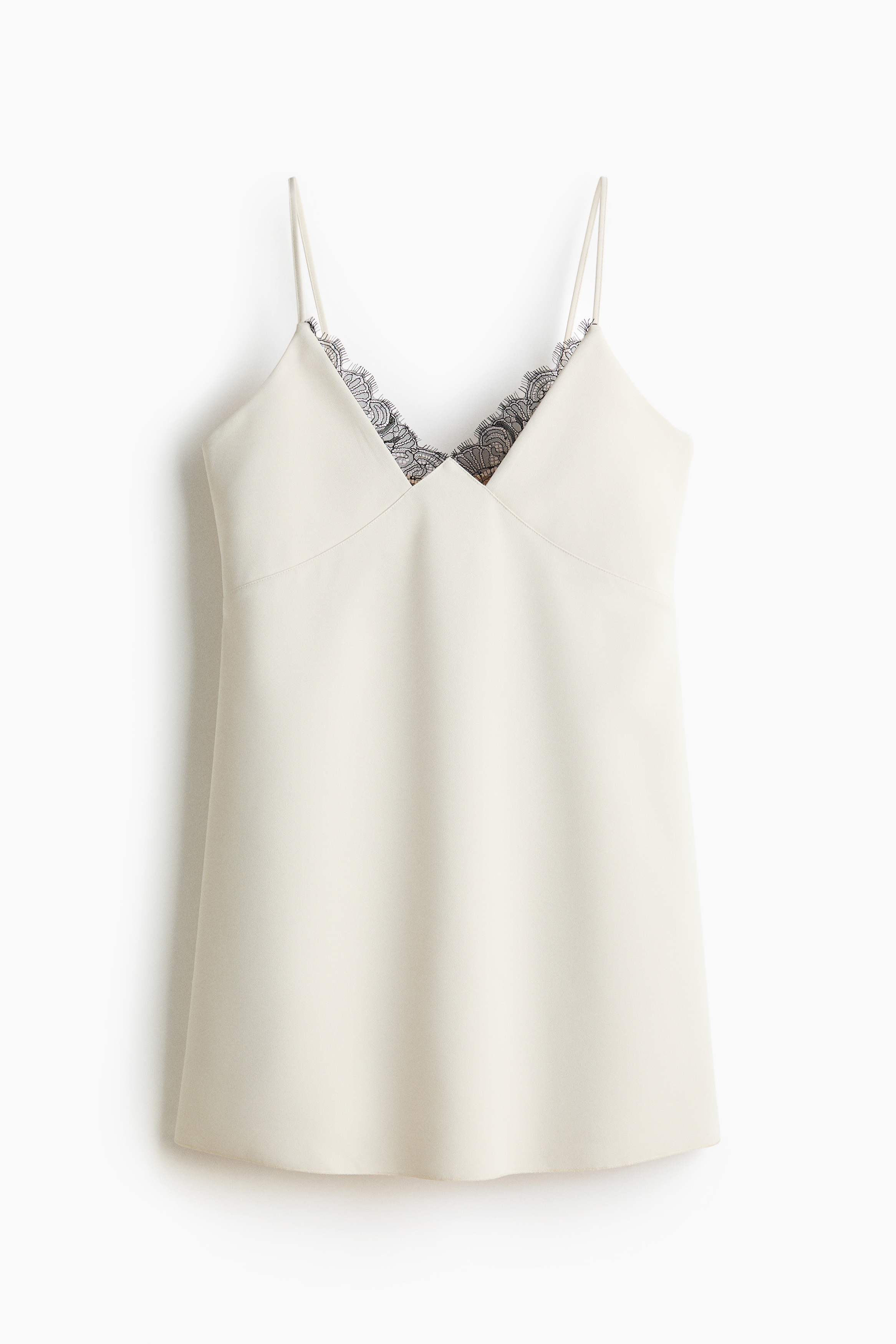 Lace-Trimmed Dress - Cream/black