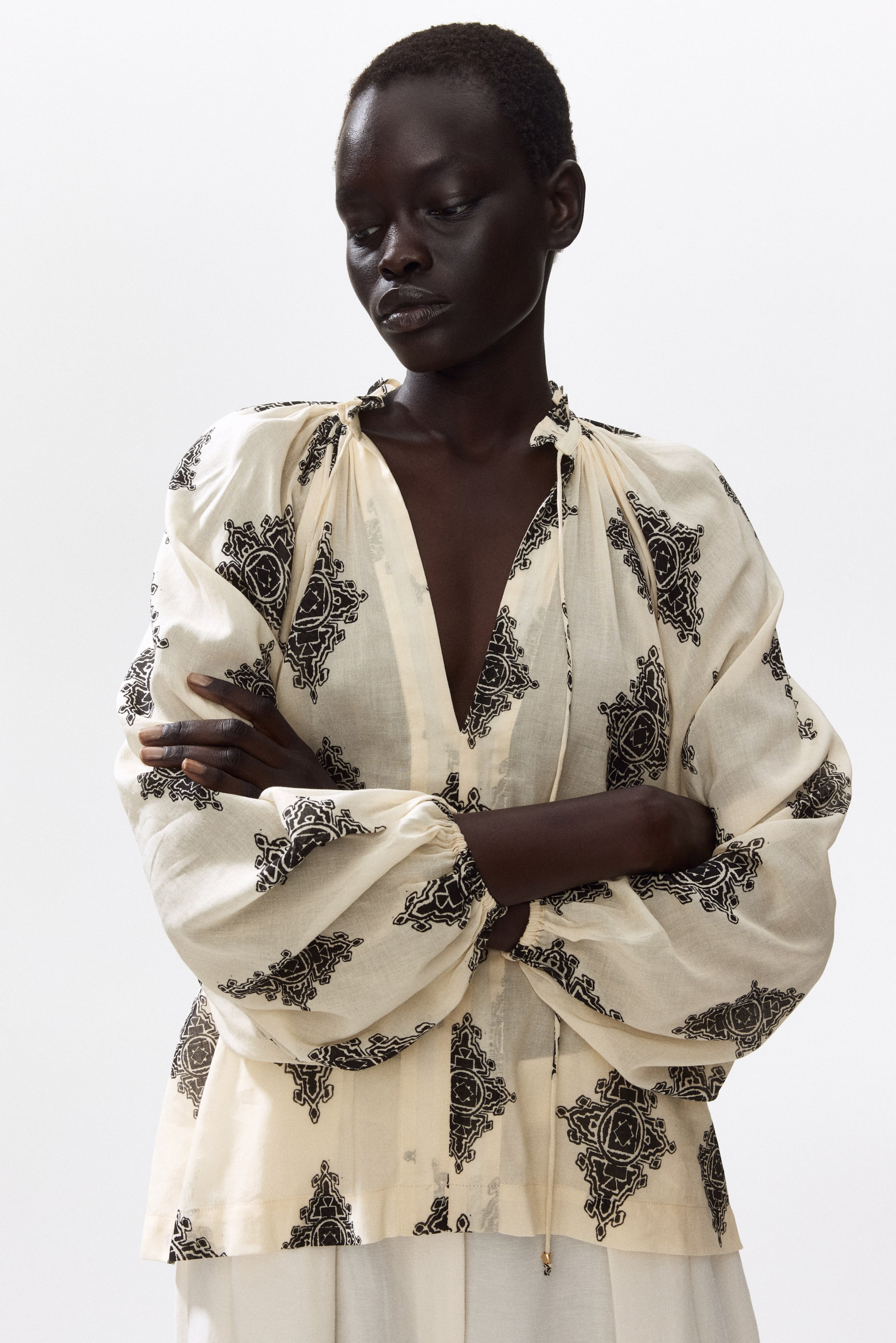 Oversized Balloon-Sleeved Blouse