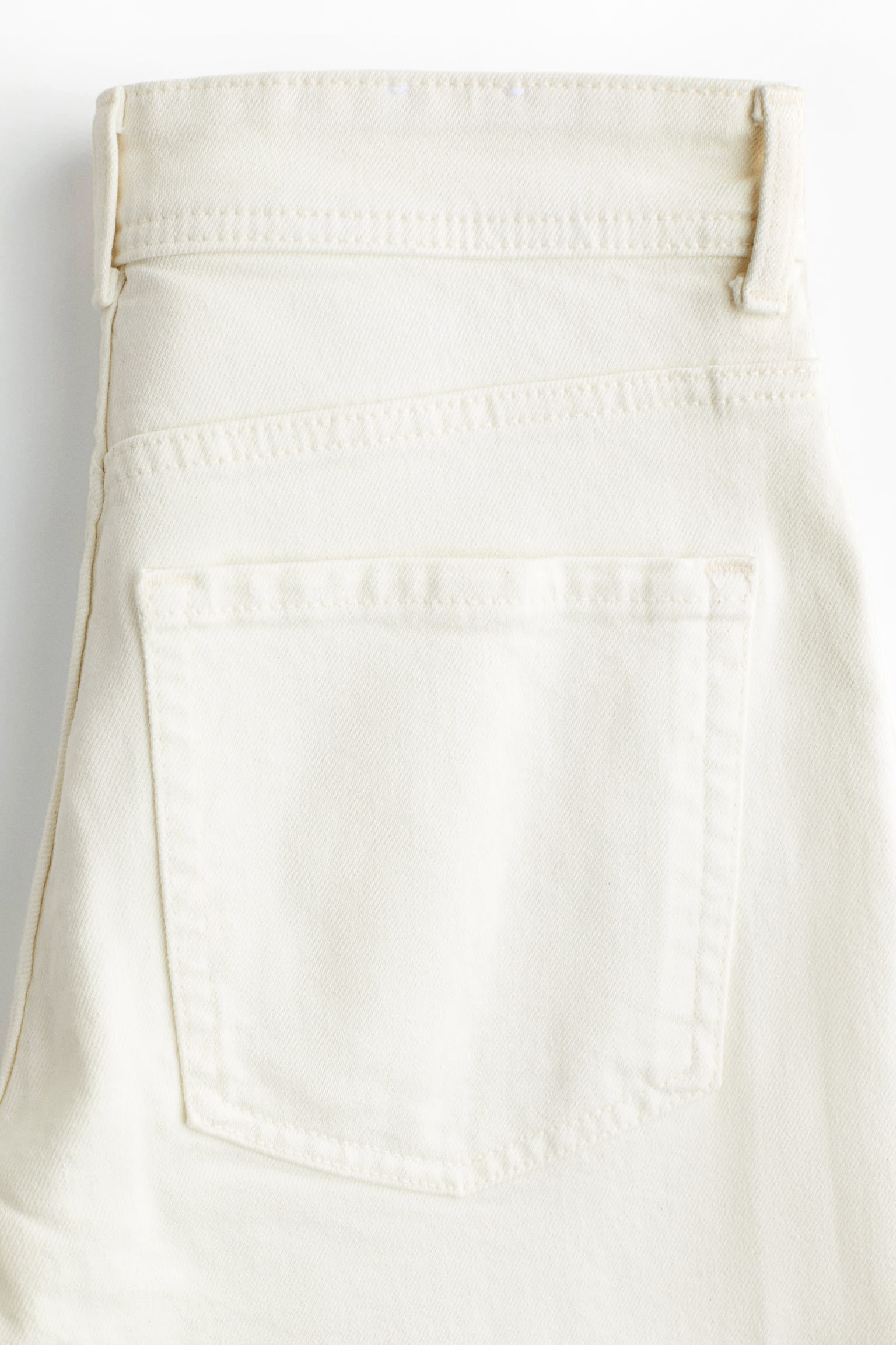 Wide High Waist Ankle Jeans - White/Denim blue - 4