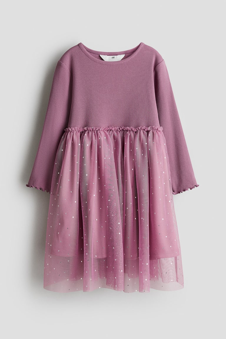 open lace back dress 21SIX SULHUFAH Tulle Flower Dress in Rosy Pink main image 1