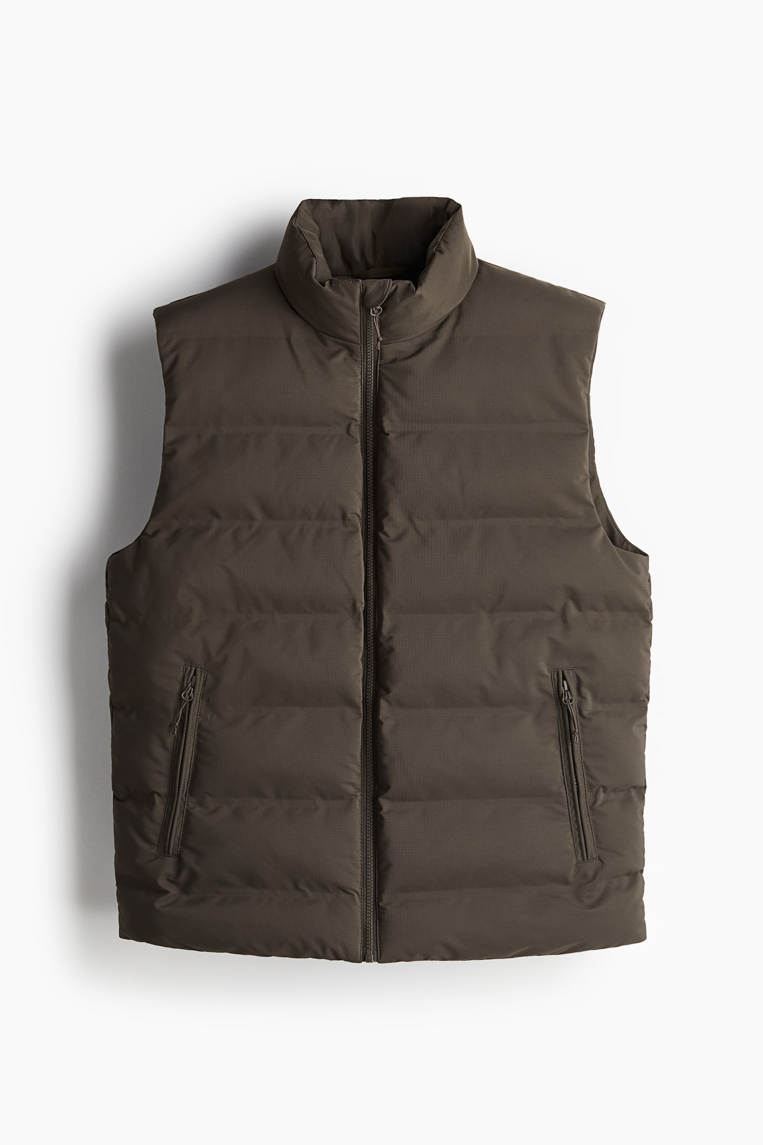 Regular Fit Water-repellent puffer gilet - Dark khaki green/Black - 2