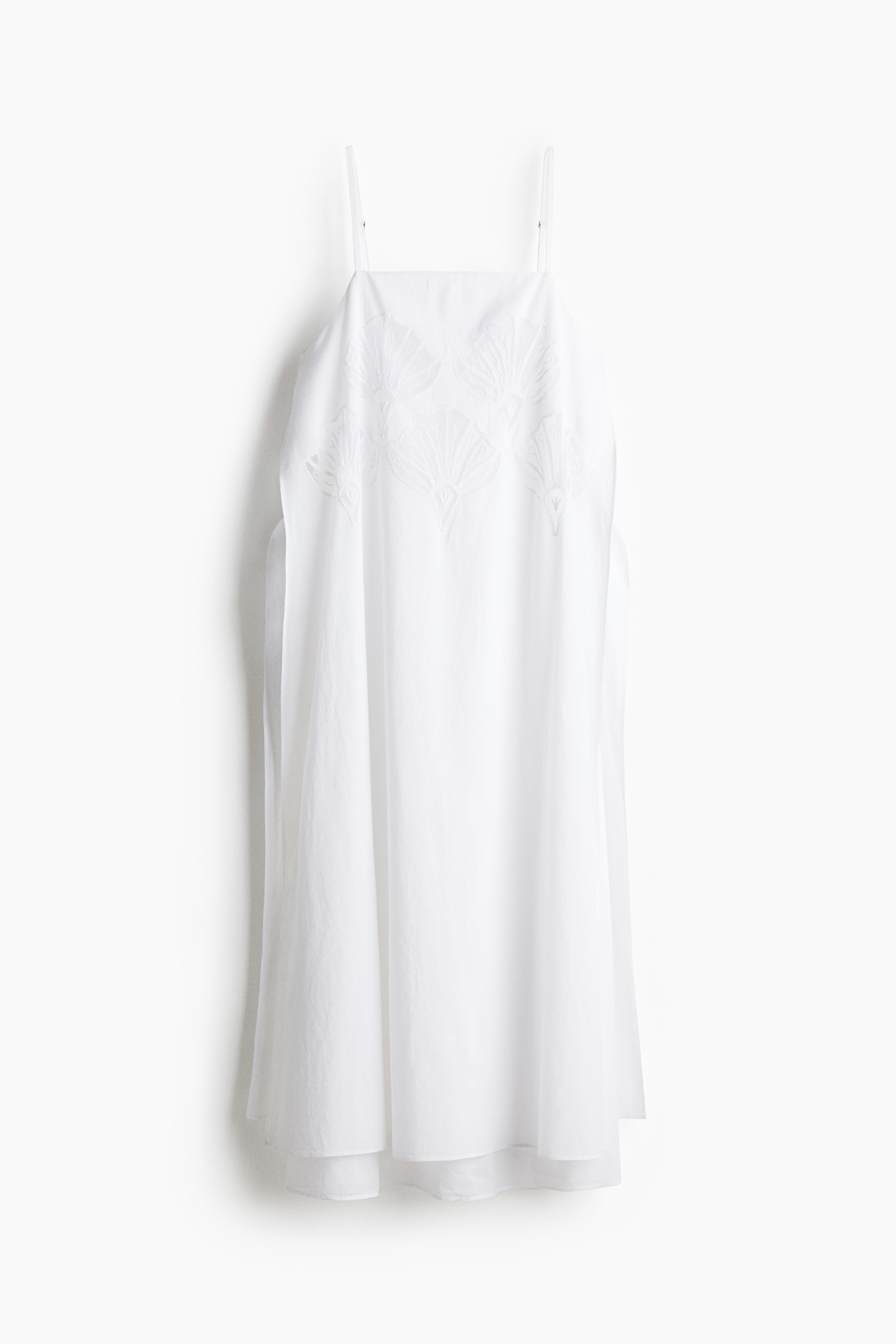 Robe brodée à bretelles fines - Blanc