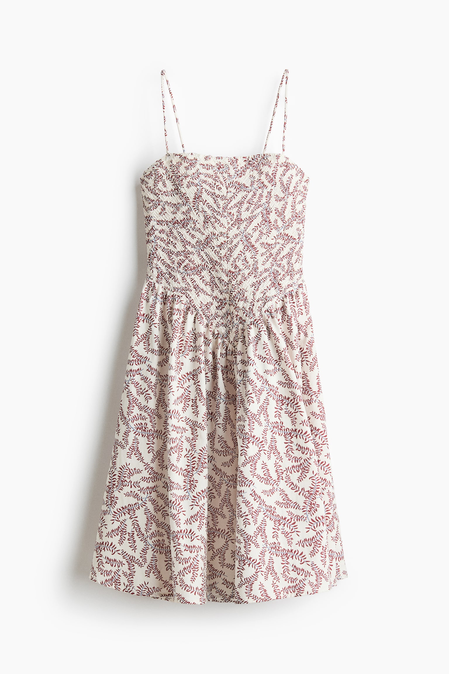 Vestido de tirantes con punto smock - Crema/Diseño - 1