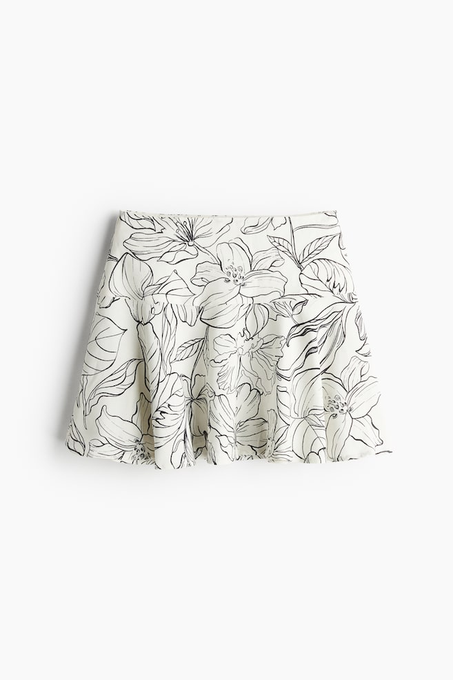 Minifalda acampanada - Blanco/Floral - 1