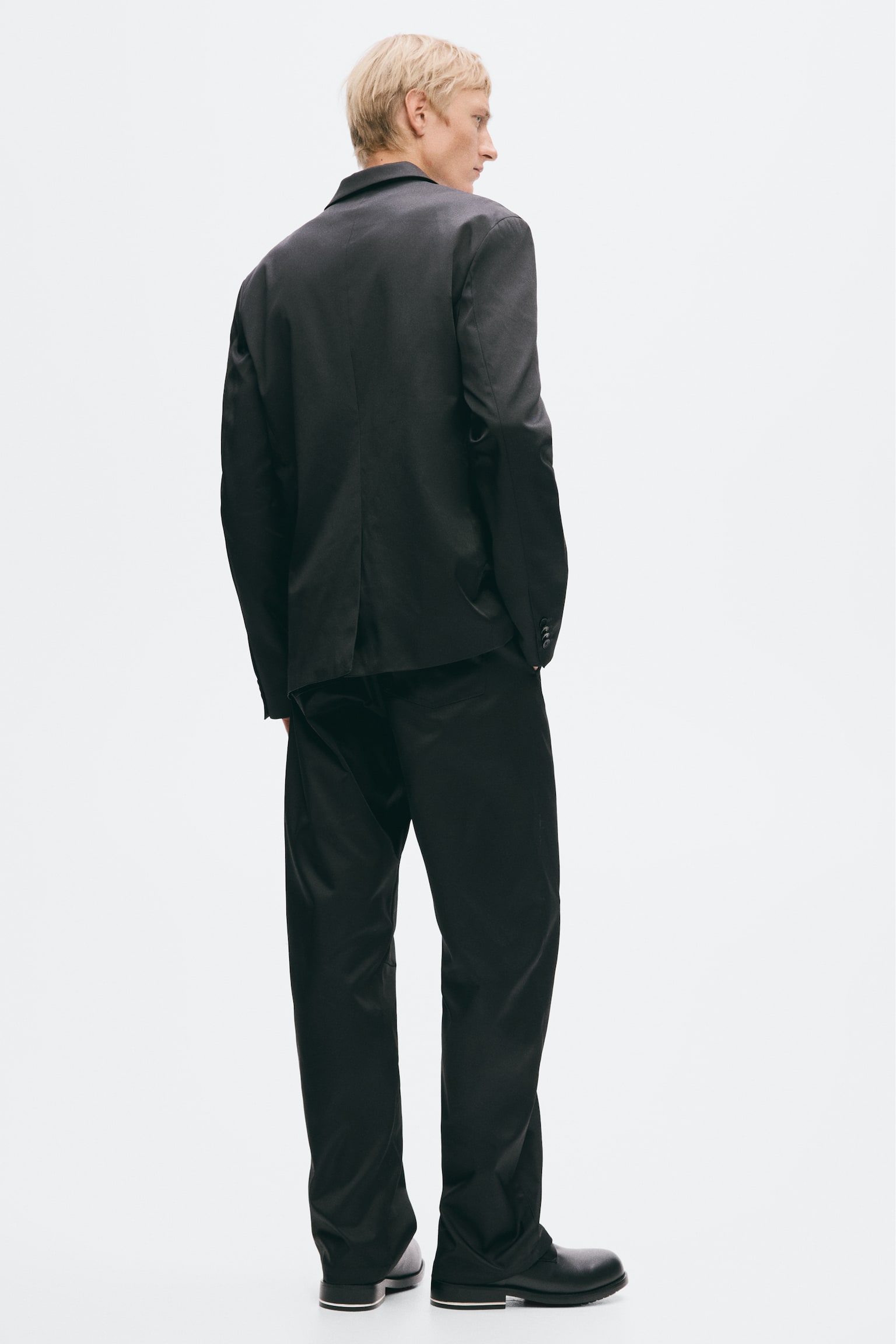 Мужские брюки H&M Slim-Fit Tailored Twill, цвет: Чёрный — фото 4