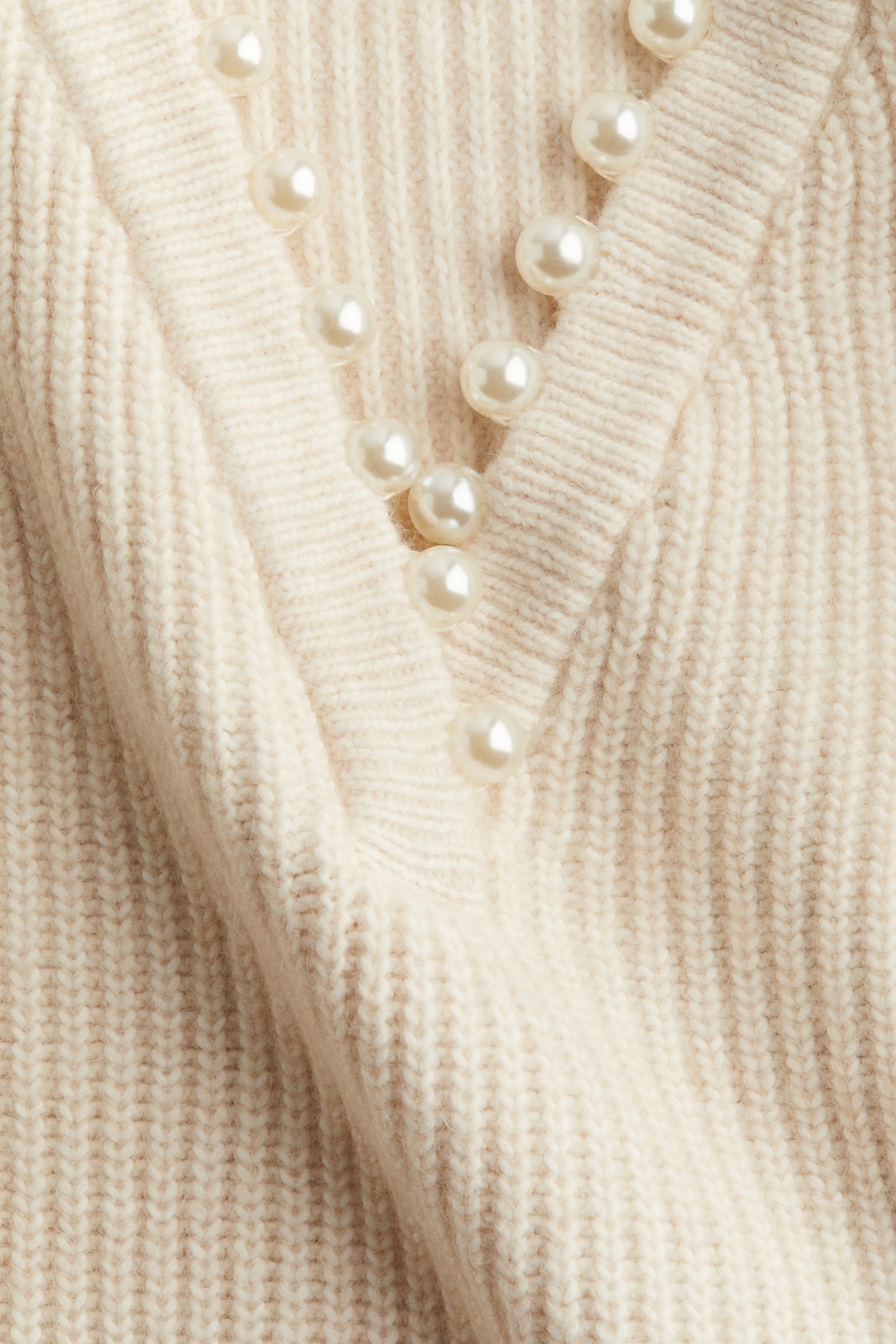 Bead-detail jumper - Cream/Grey marl - 5