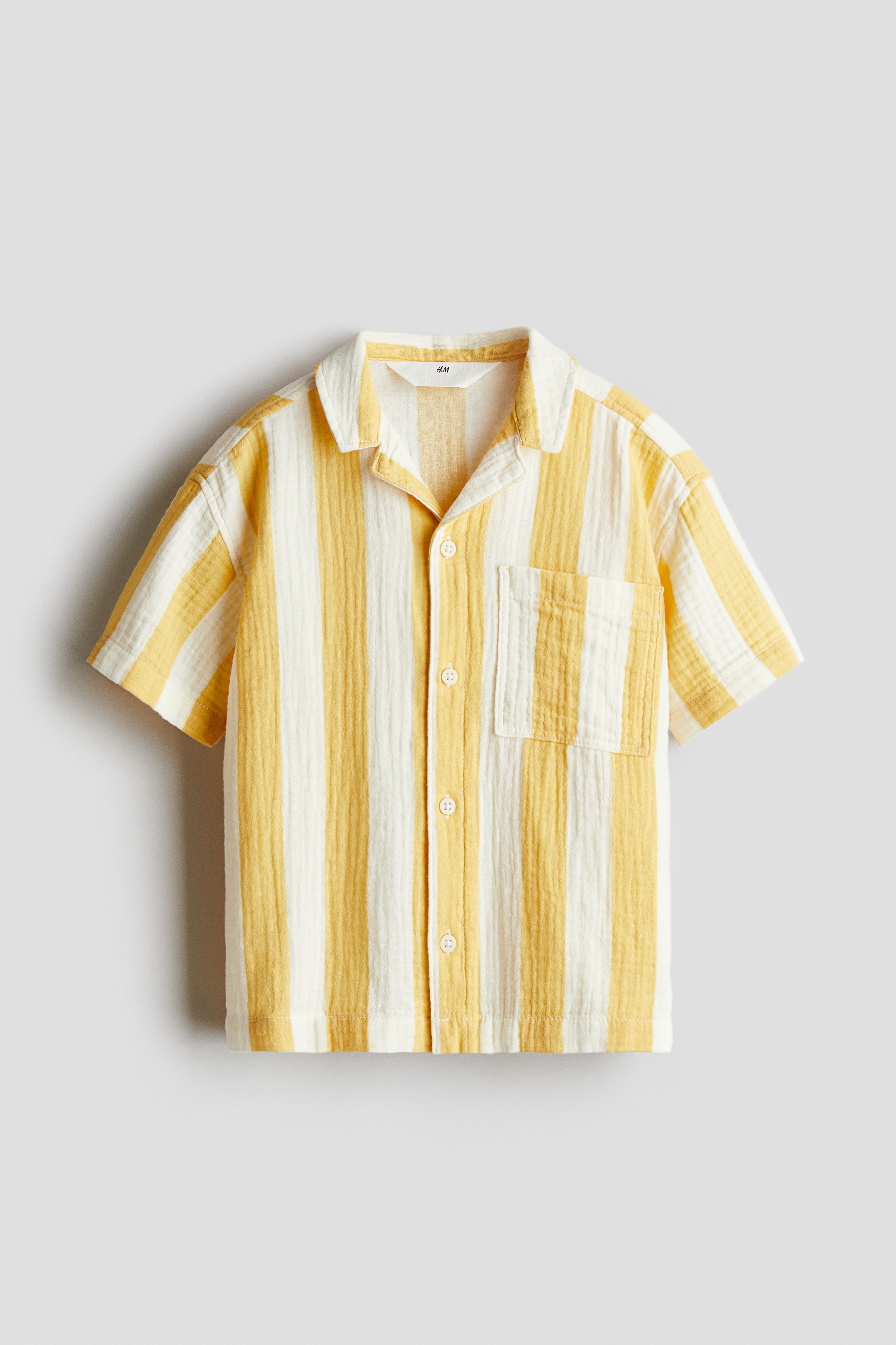 Camisa resort en muselina de algodón - Amarillo/Rayado/Turquesa claro