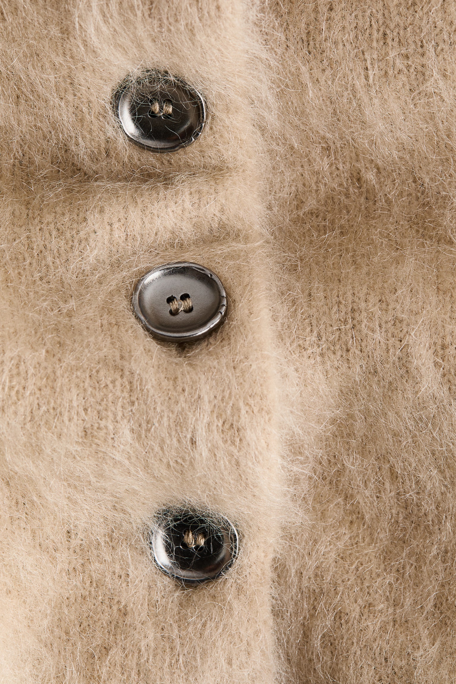 Mohair-blend cardigan - Beige/Dark brown - 4