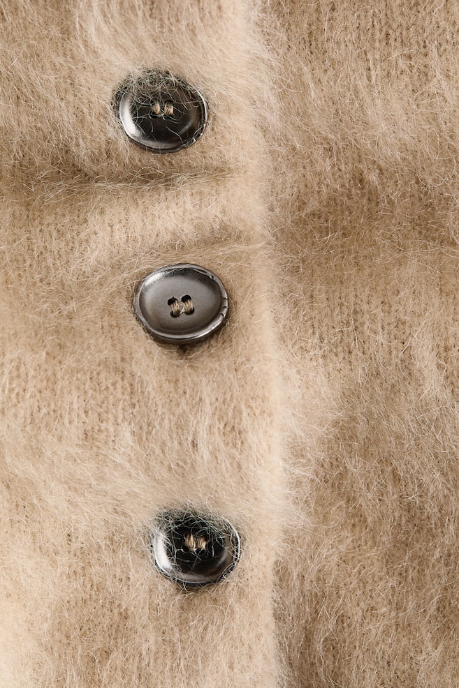 Cárdigan en mezcla de mohair - Beige/Marrón oscuro - 4