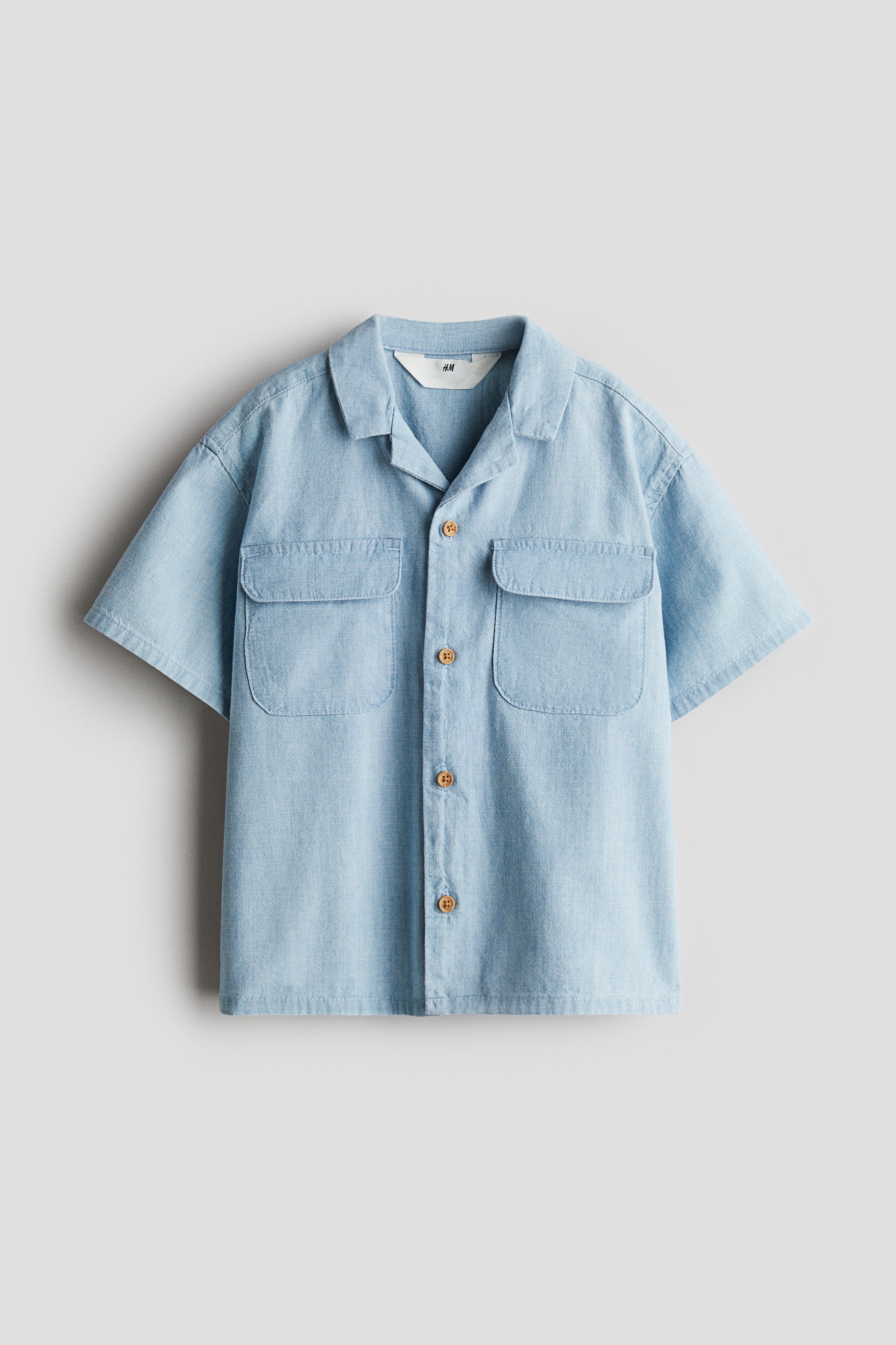 Laakakauluksinen puuvillapaita - Sininen