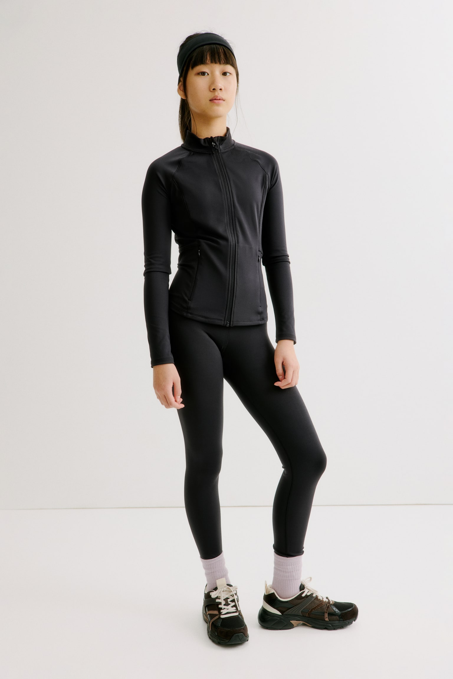 Αθλητικό κολάν με τεχνολογία DryMove™ - Μαύρο/Γκριζογάλανο/Ροζ - 2