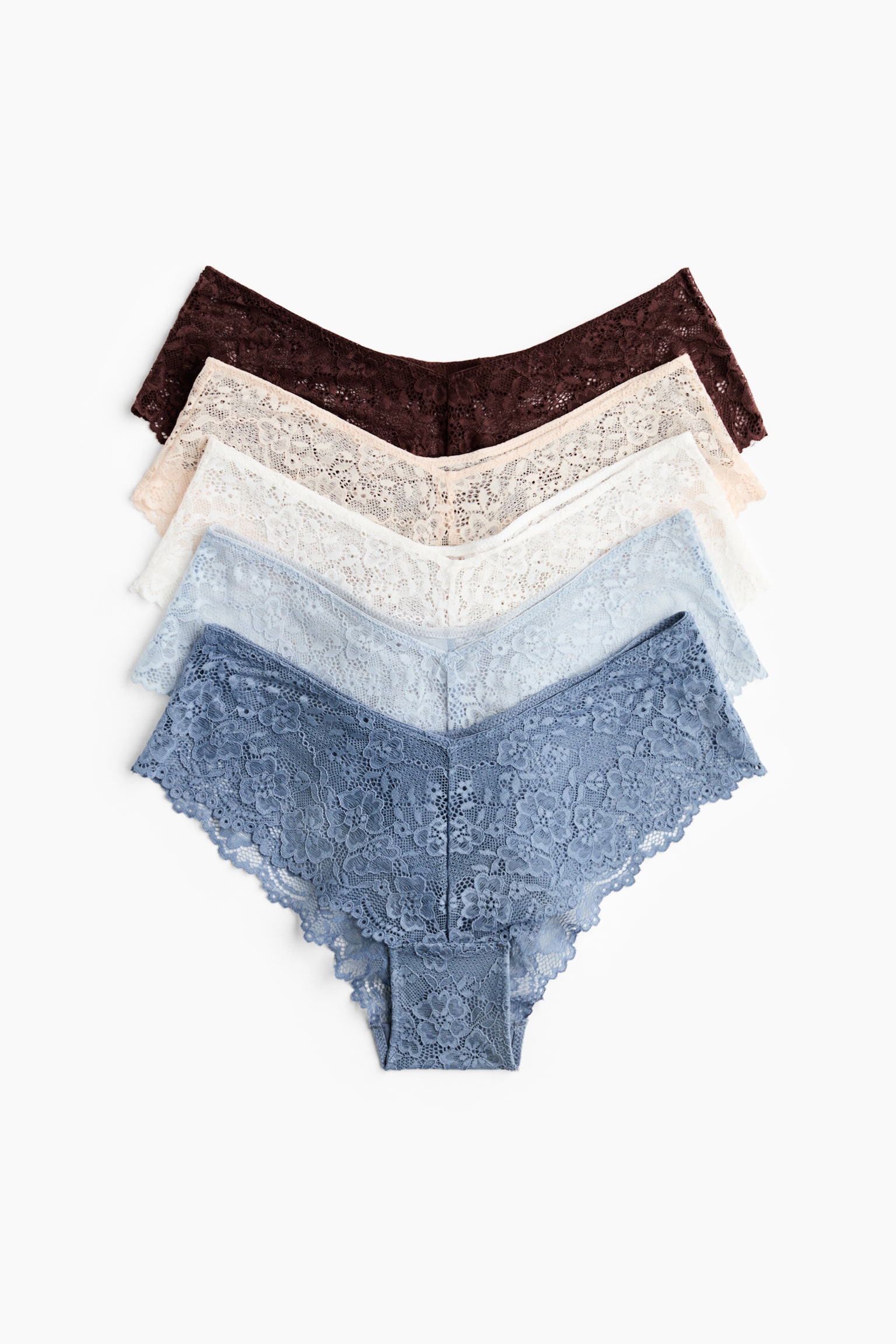 5'li Dantel Hipster Külot - Güvercin mavisi/Siyah