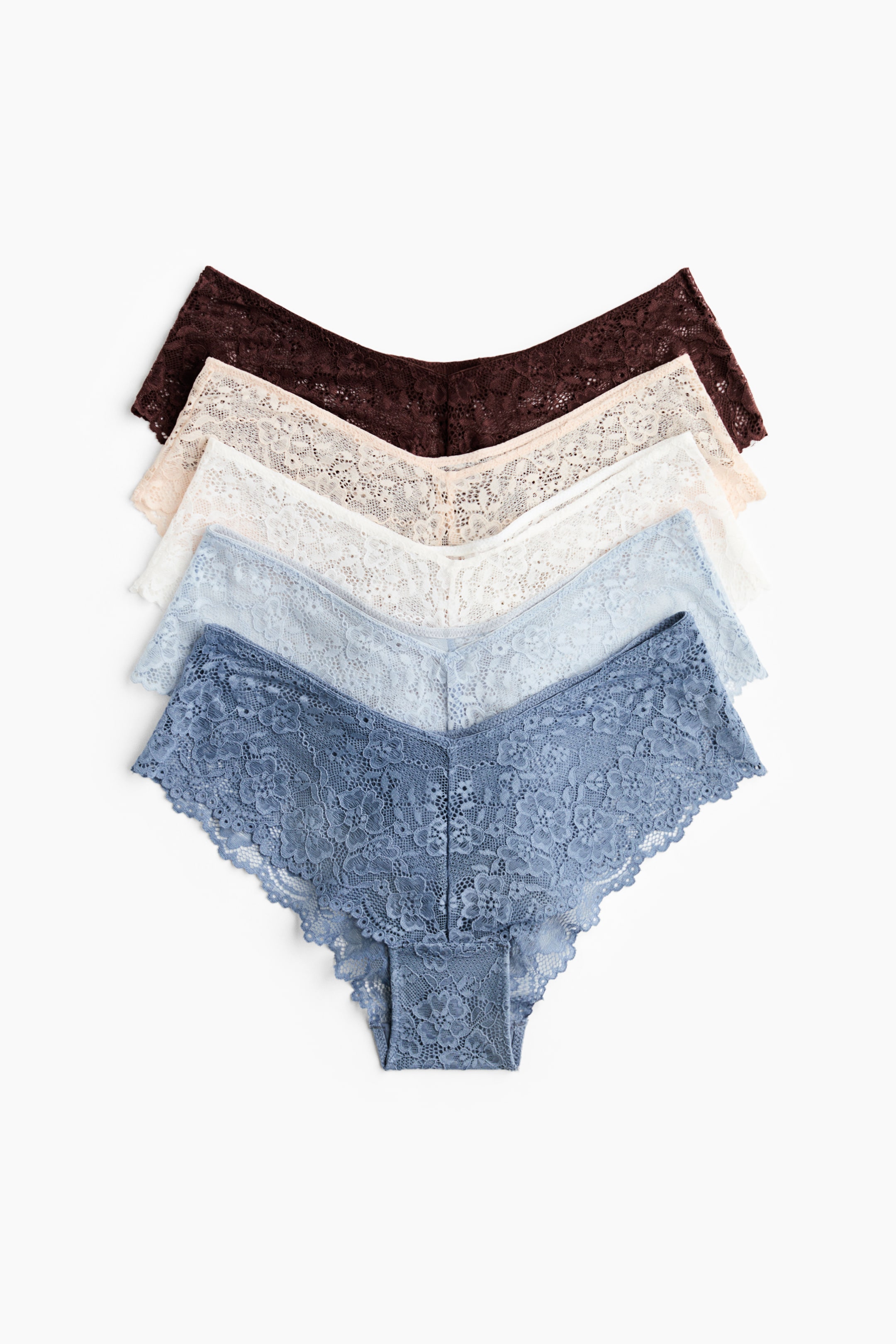 Büyük resmi görüntüle: 5'li Dantel Hipster Külot - Güvercin mavisi - KADIN | H&M TR 1