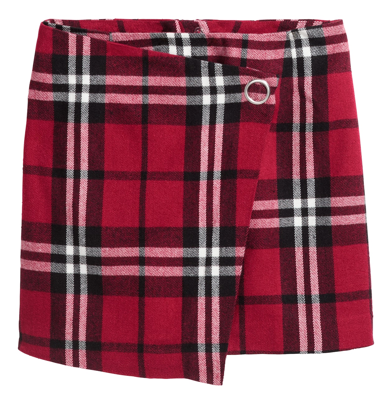 Short Wrap-front Skirt Red/plaid Ladies H&M US