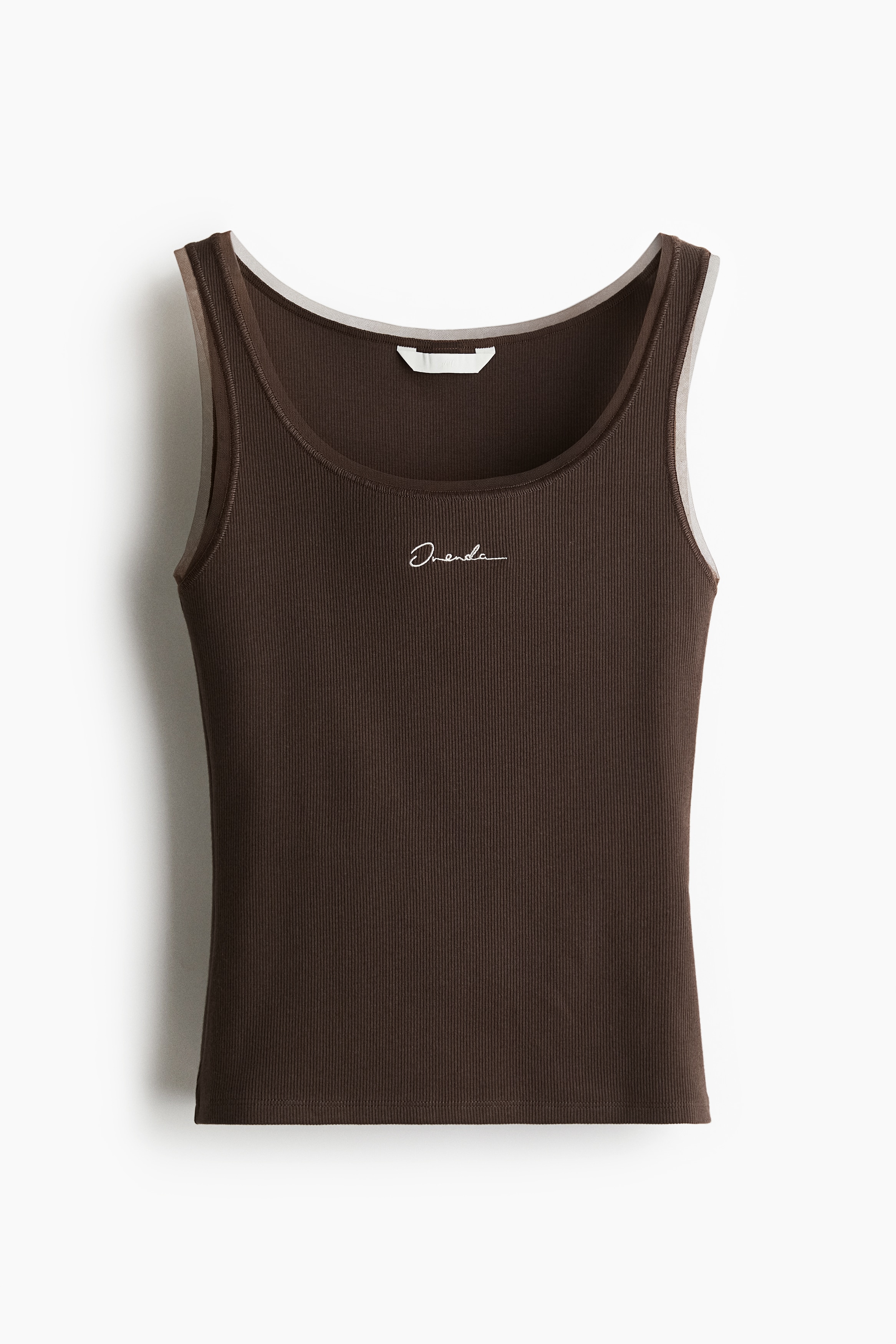 Mesh-trimmed vest top - Dark brown/Orenda/Grey marl/Sublime