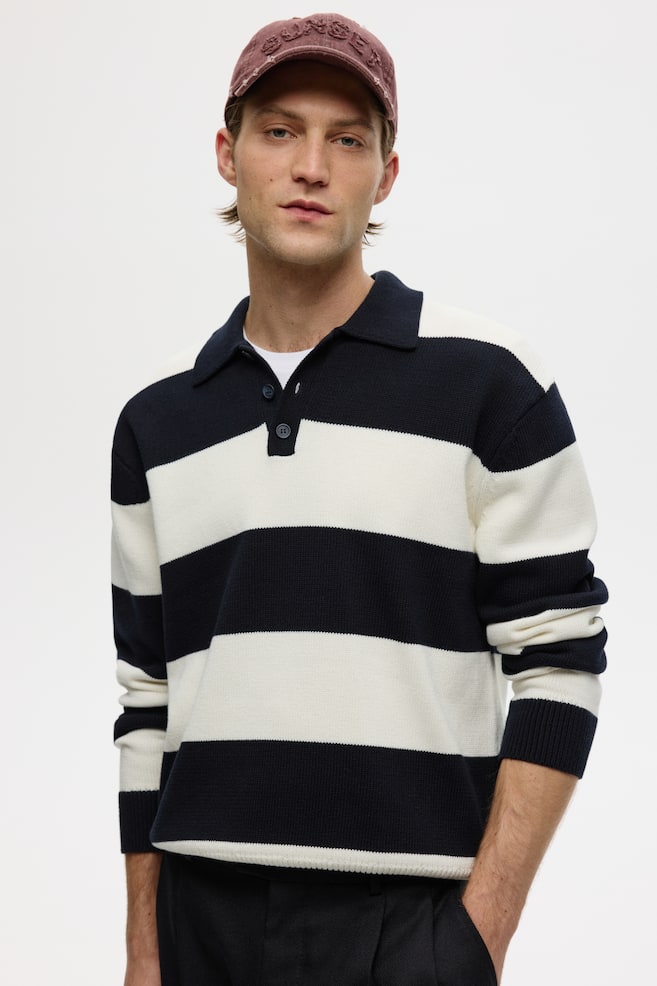 Relaxed-Fit Polo Shirt - Dark blue/striped - 2