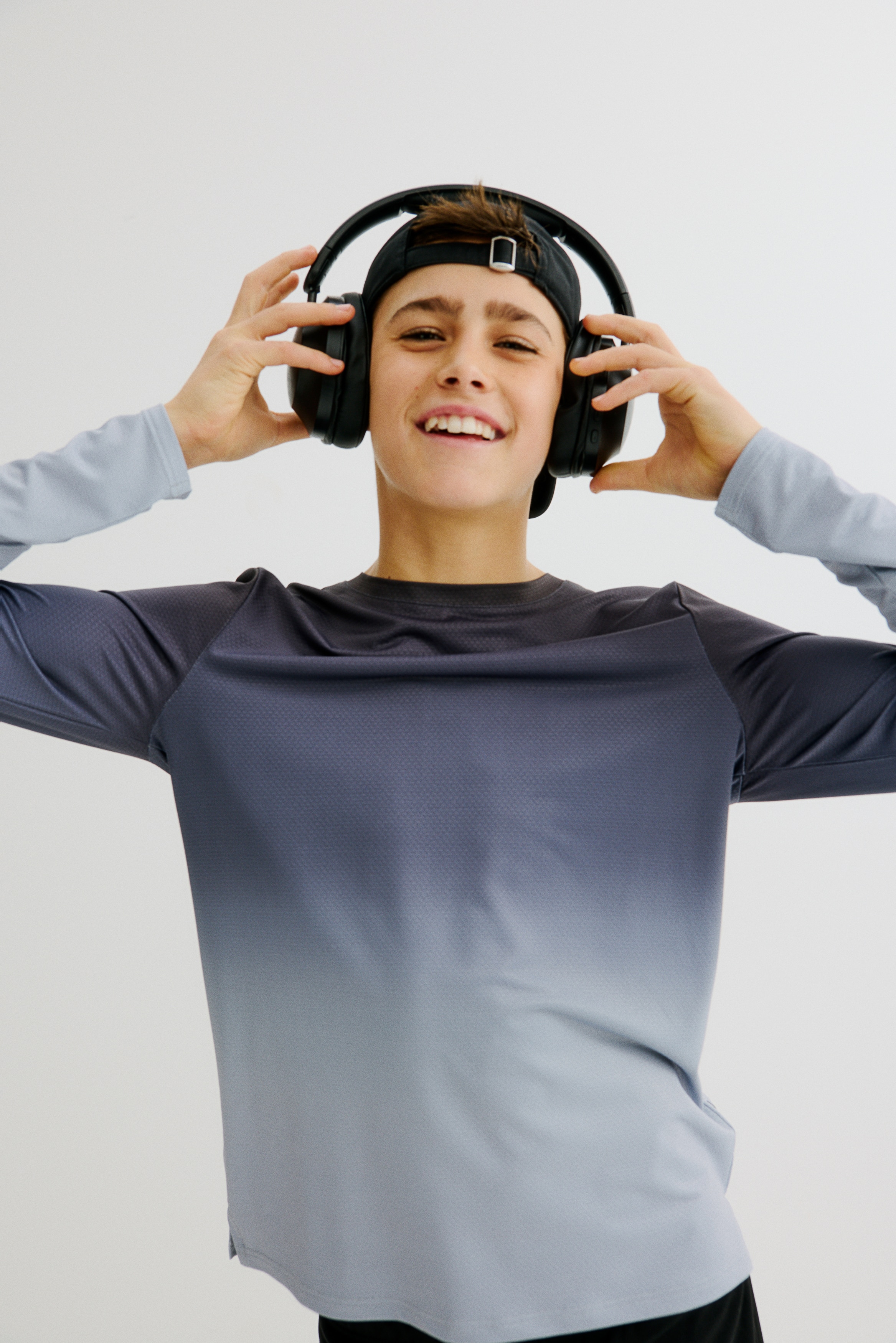 DryMove™長袖運動上衣 - 灰色/漸層/鴨綠色/印花