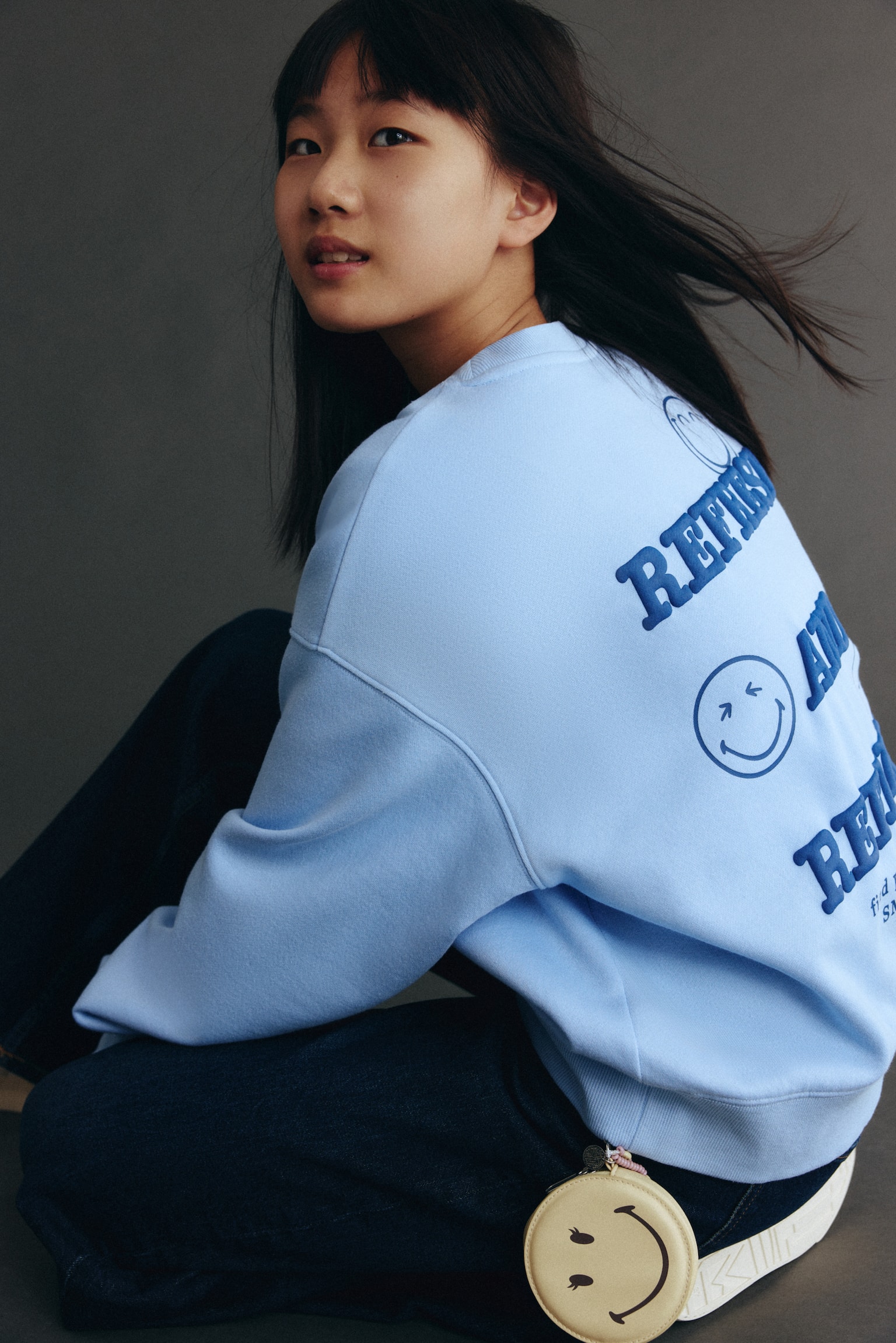 Sudadera con diseño - Azul claro/SmileyWorld®/Gris jaspeado/Pompompurin/Morado tenue/Hello Kitty - 4