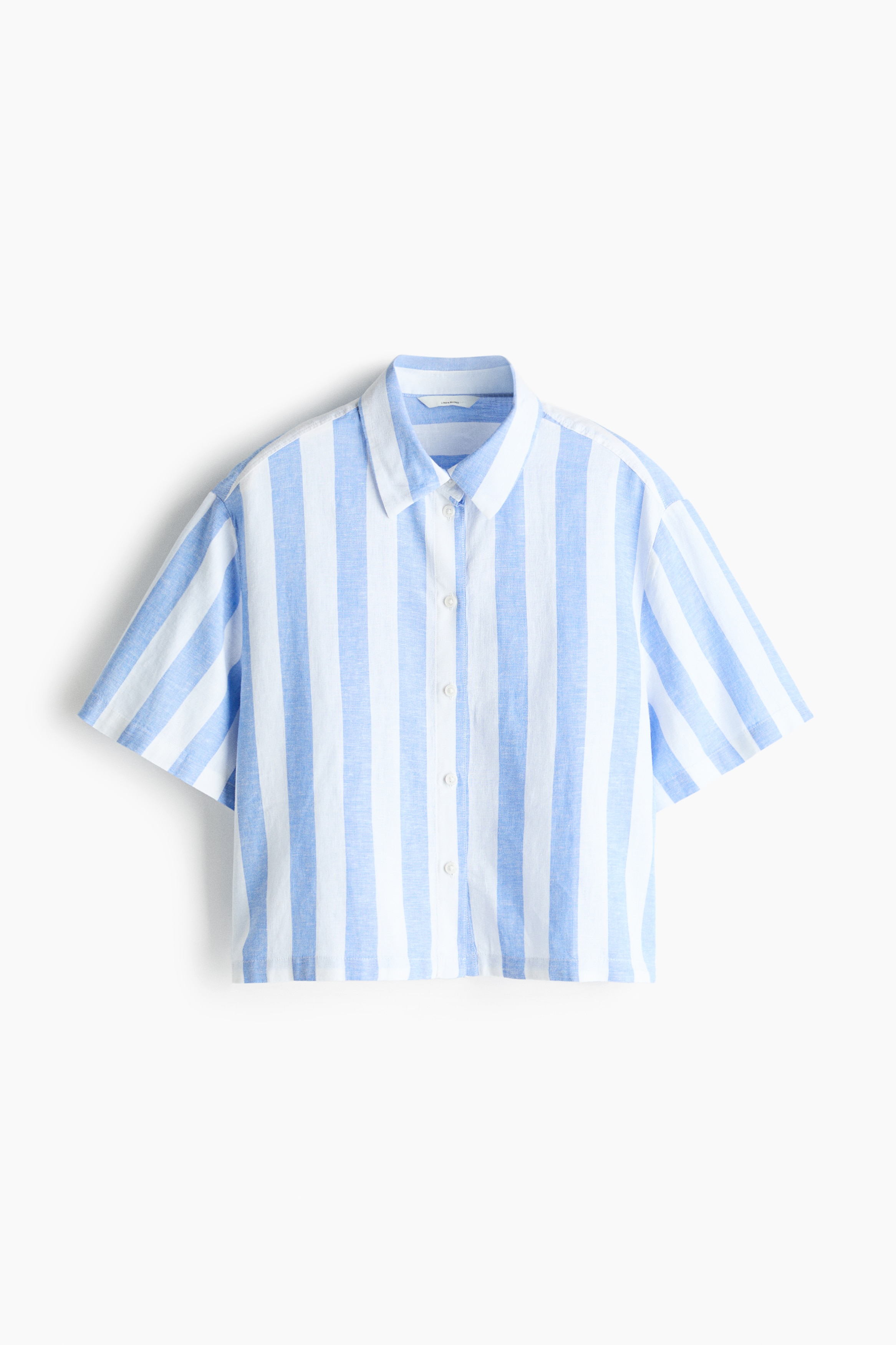 Women's Light blue/striped Oversized Linen-Blend Shirt | H&M US