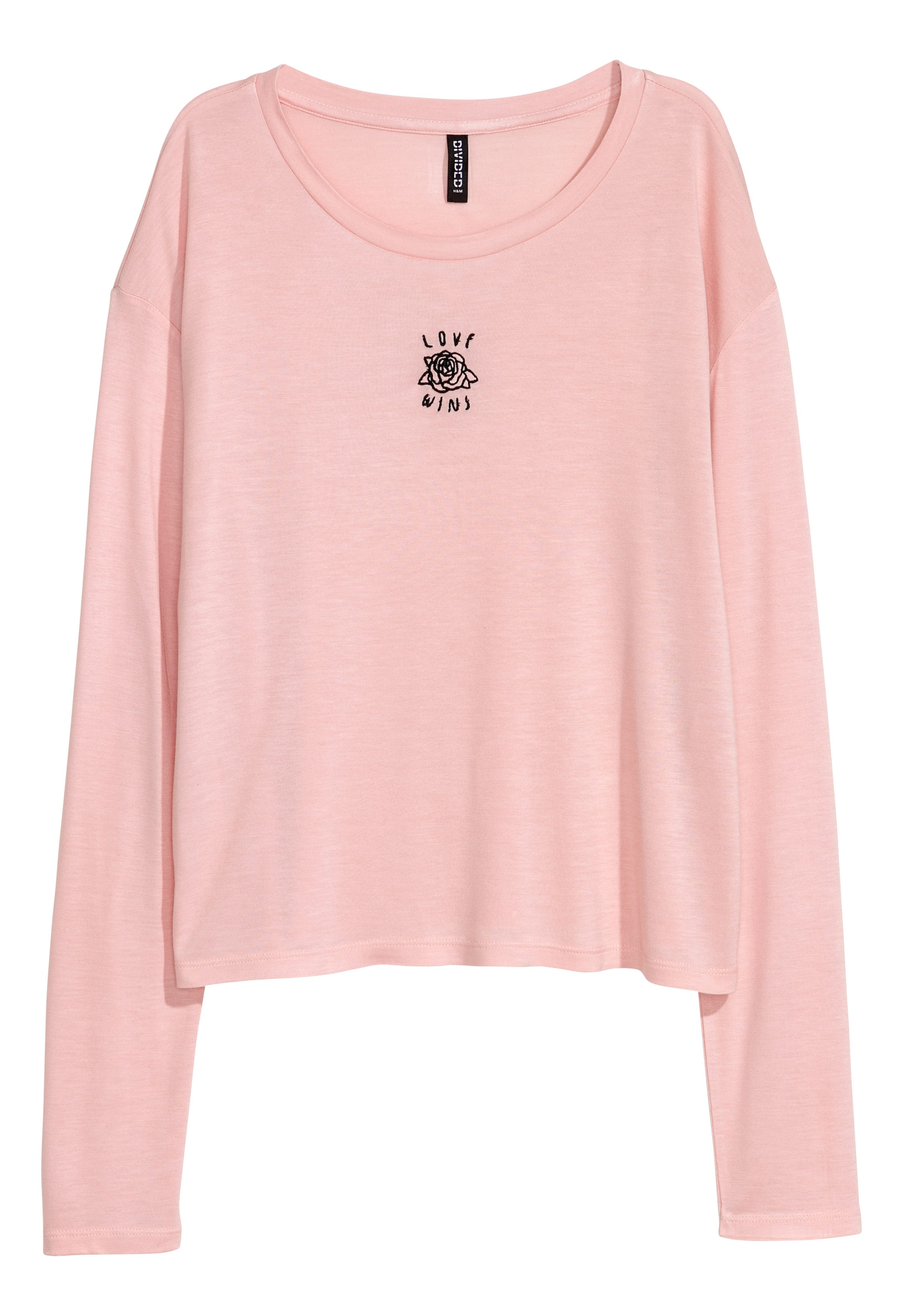 Grotere afbeelding bekijken: Tricot top met print - Poederroze - DAMES | H&M NL 1