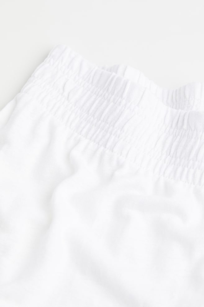 Shorts in misto lino - Bianco/Giallo chiaro - 4