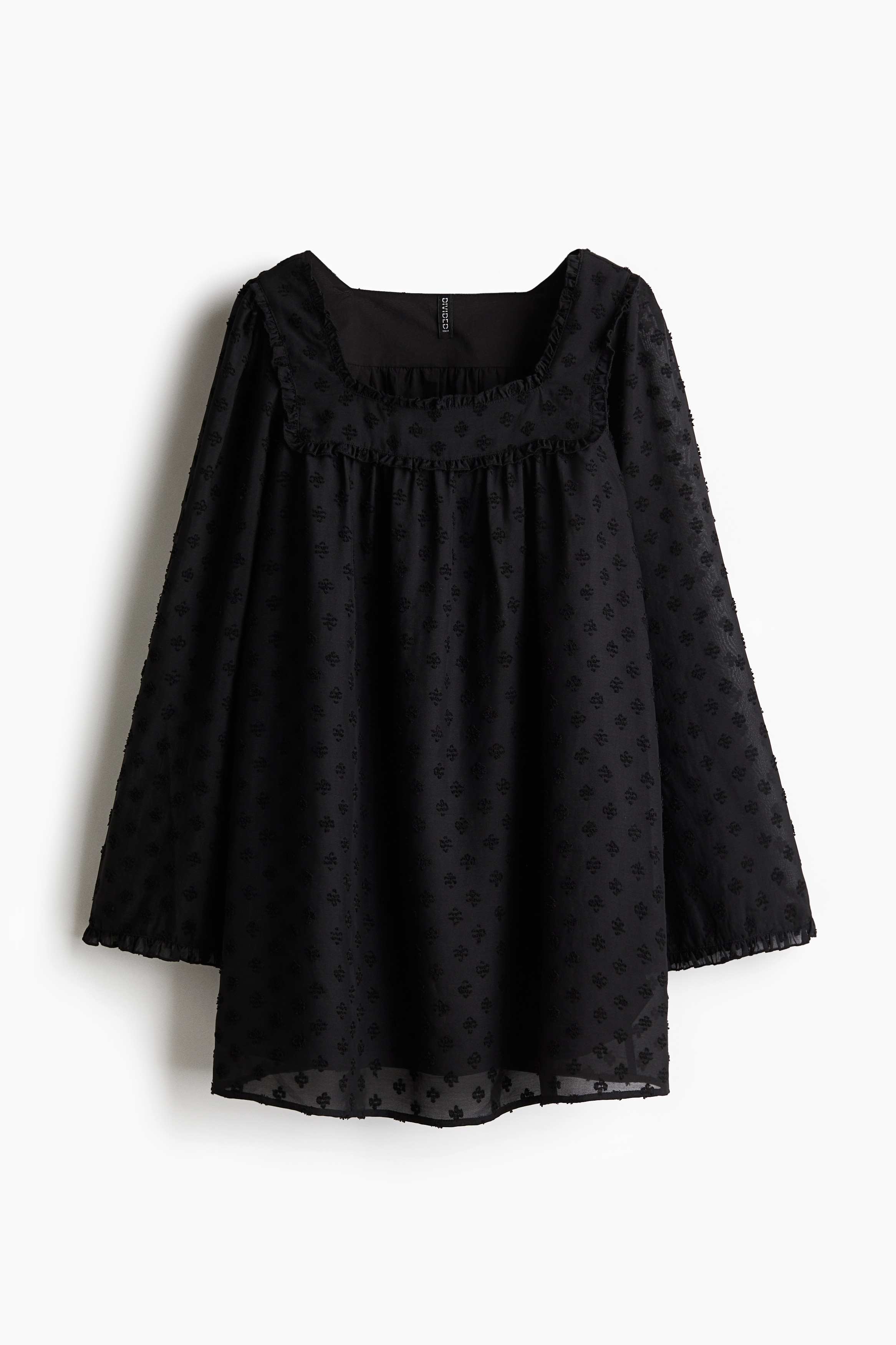 See-through φόρεμα με ανάγλυφα πουά - Μαύρο/Λευκό