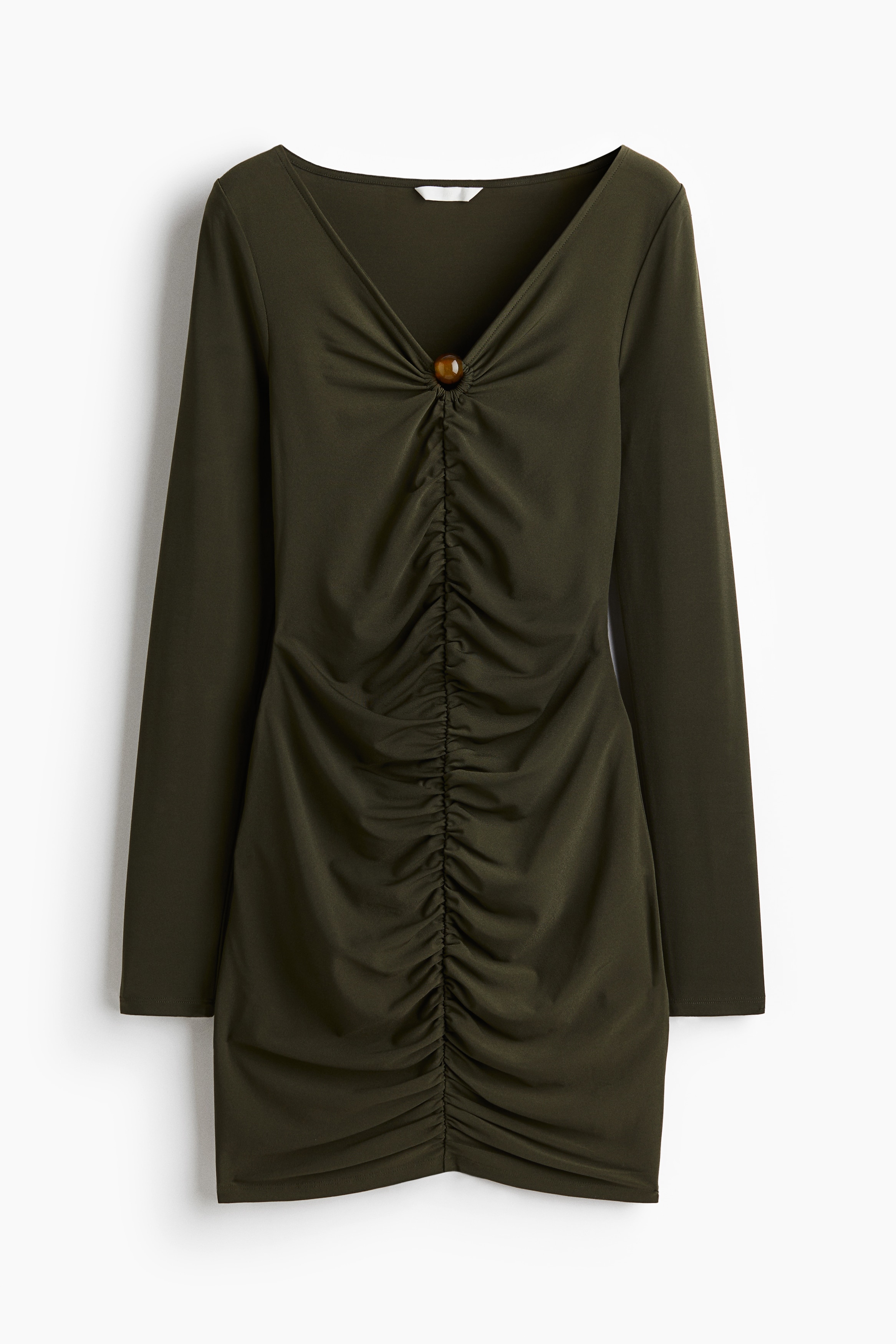 Draped Mini Dress - Dark green