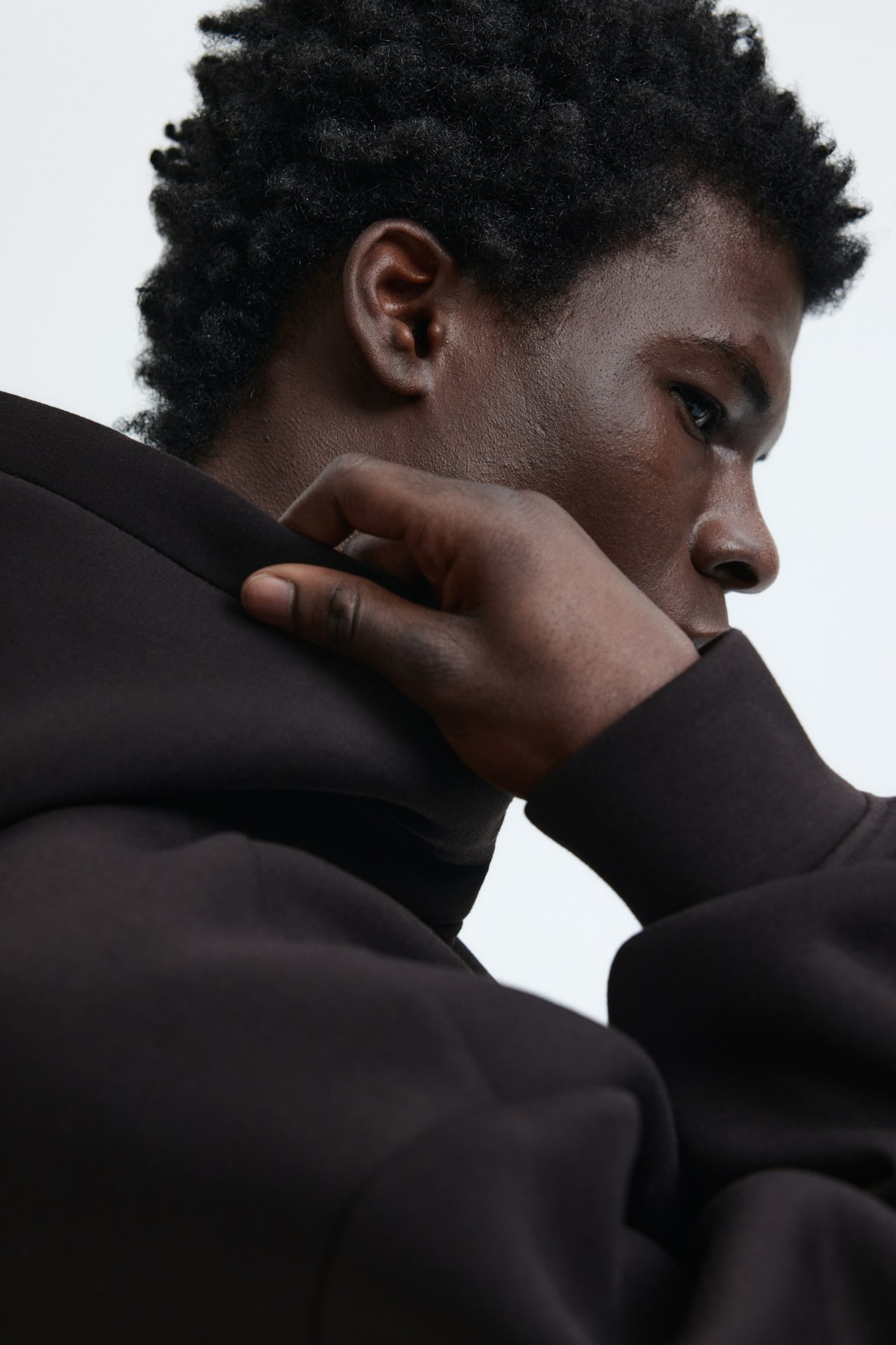 Loose Fit Scuba hoodie - Dark brown/Black/Grey marl - 6