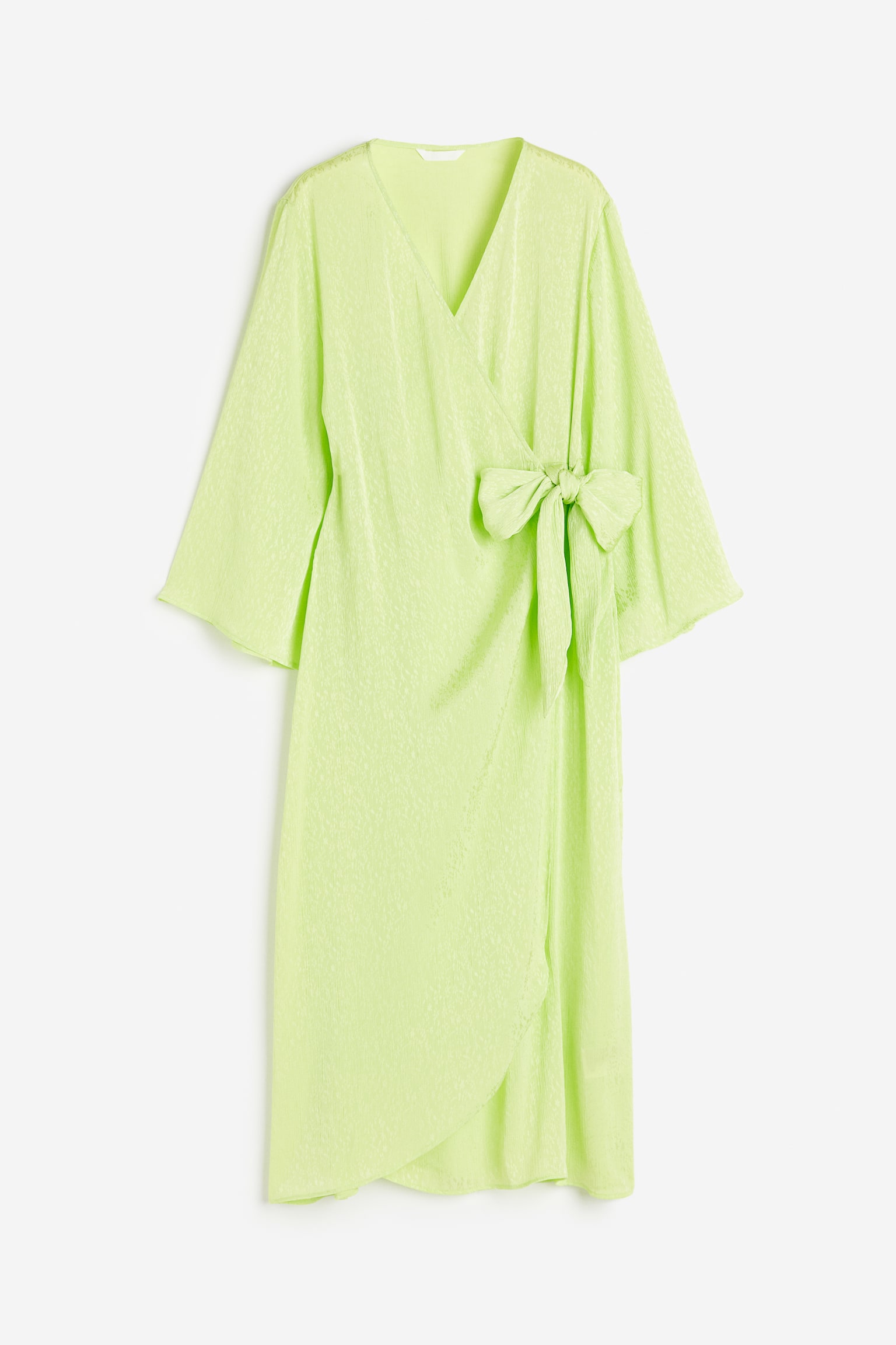 Jacquard Weave Wrap Dress - Lime green/Black - 1