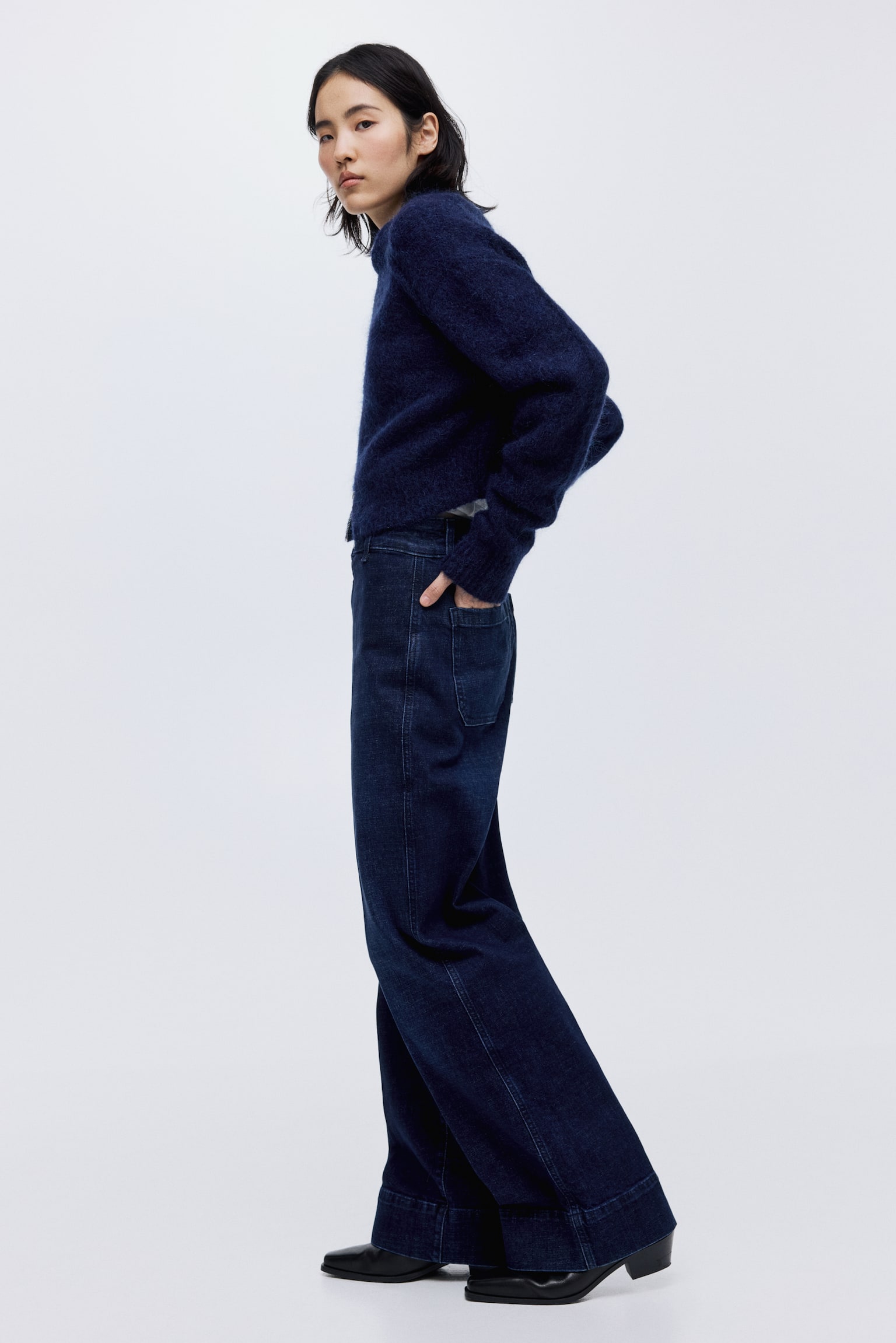 Женские джинсы H&M Wide High, цвет: Тёмный джинсовый синий — фото 2