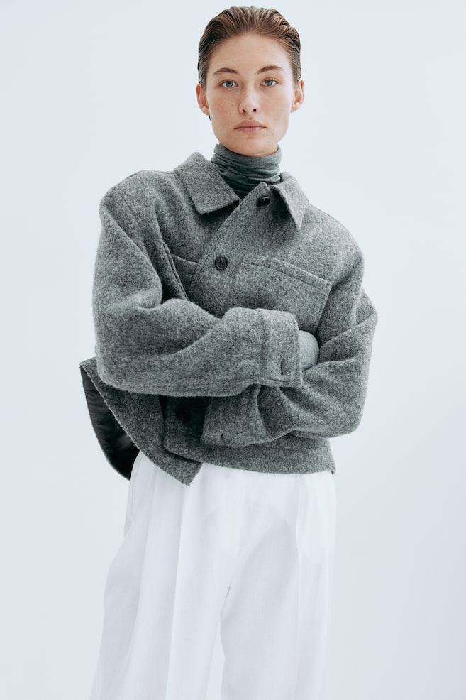 Wool-blend jacket - Dark grey - 1