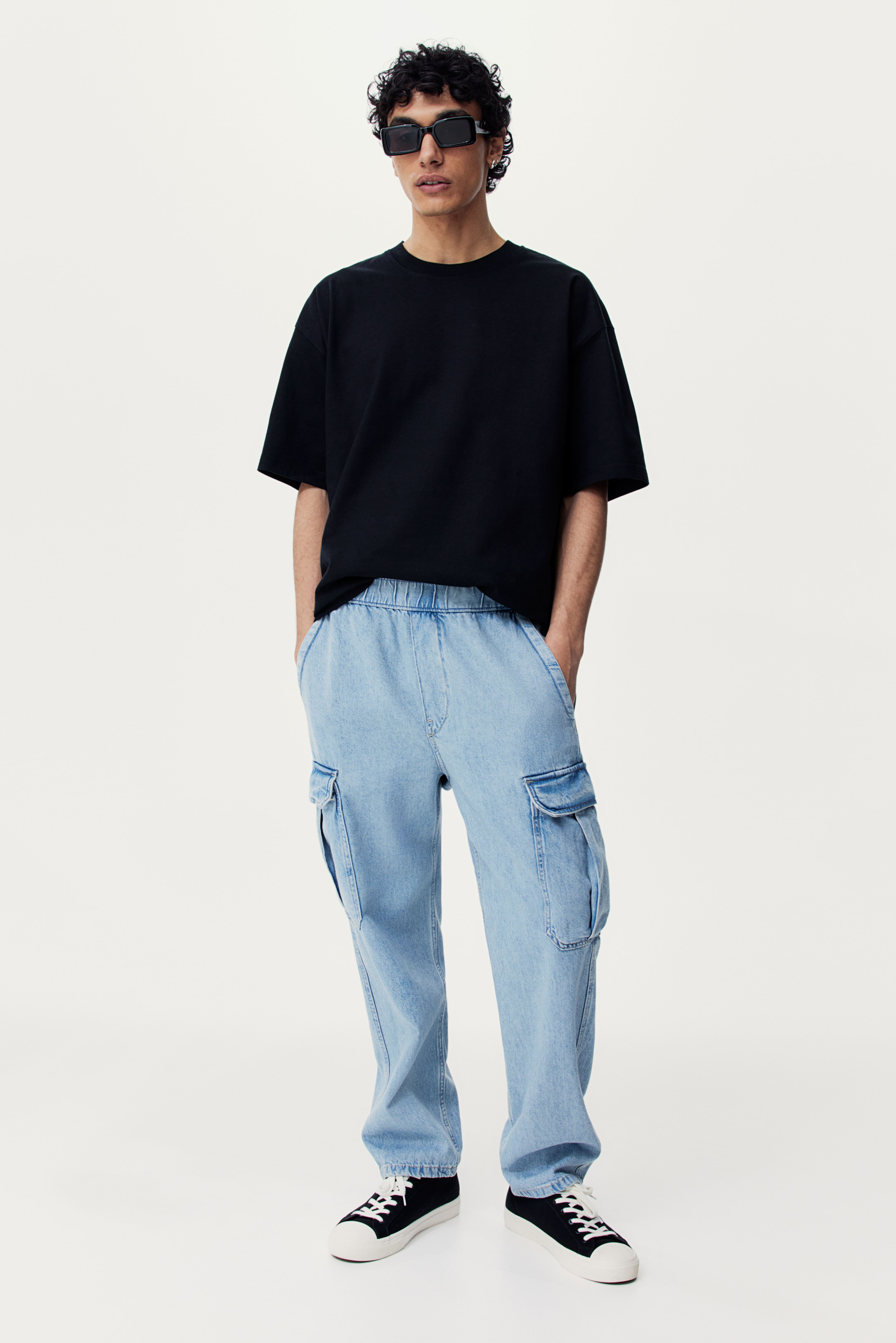 Denim cargo joggers online