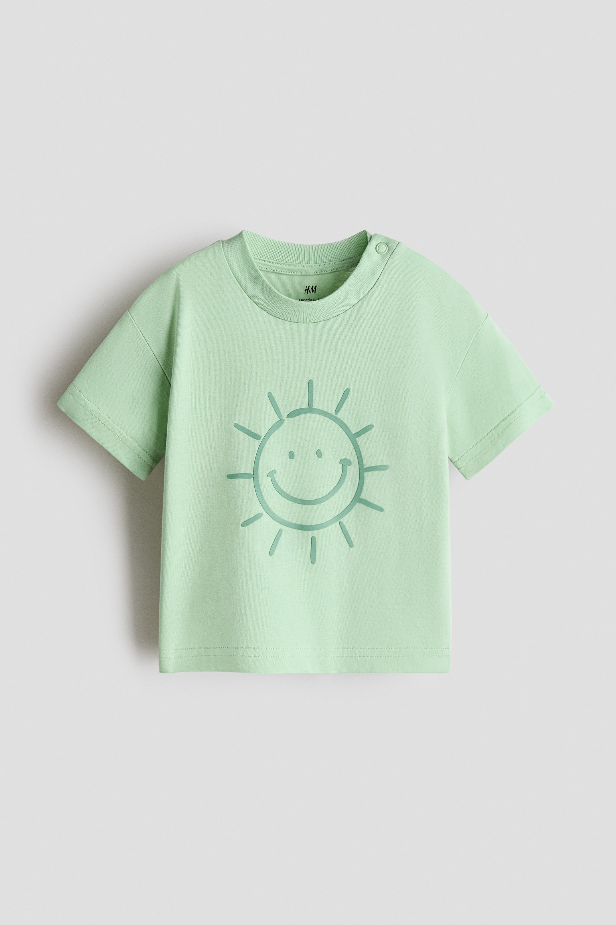 Büyük resmi görüntüle: Baskı Motifli Tişört - Açık yeşil/Güneş - ÇOCUK | H&M TR 1