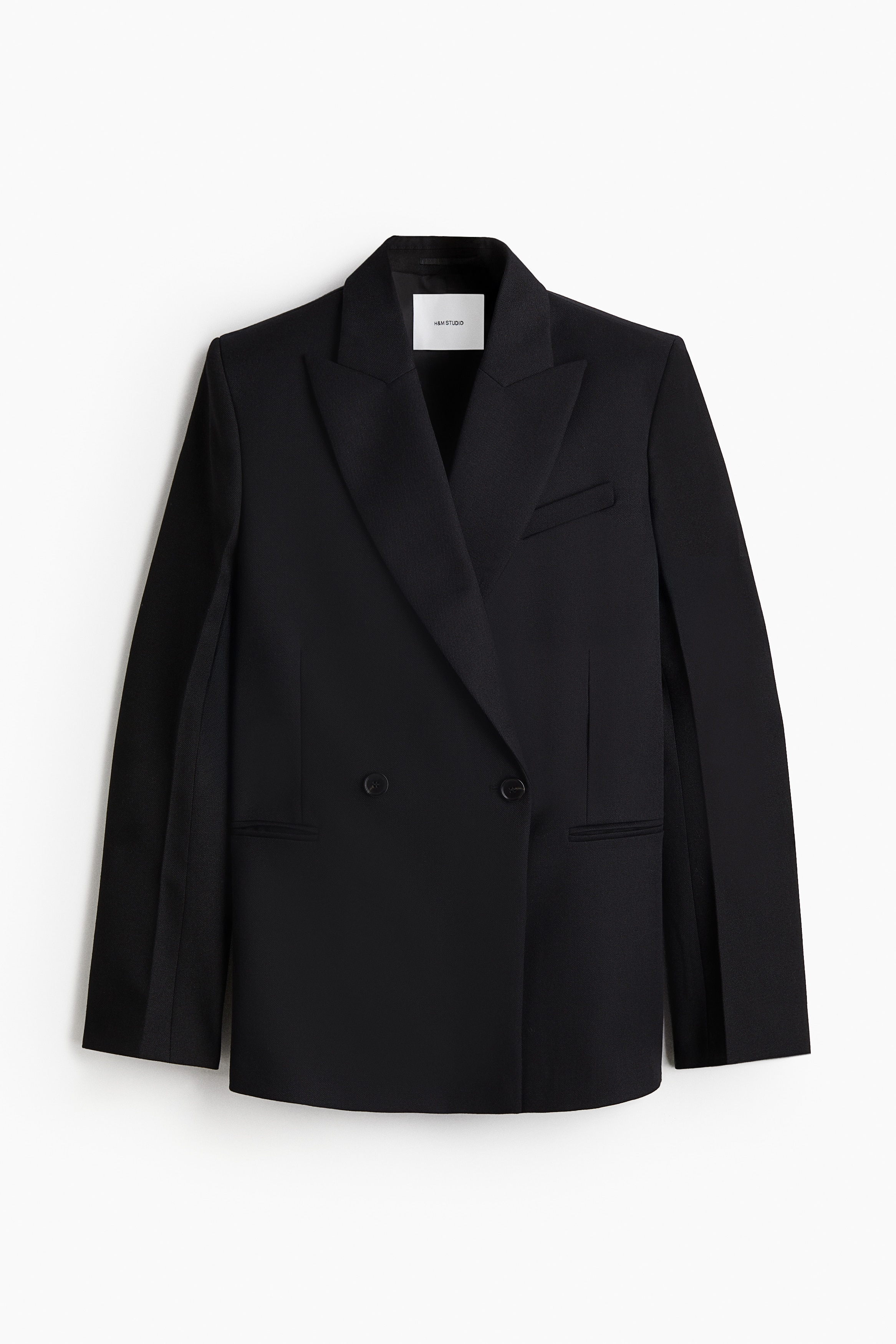 H & M - Zweireihiger Blazer aus Wolle - Schwarz - Damen