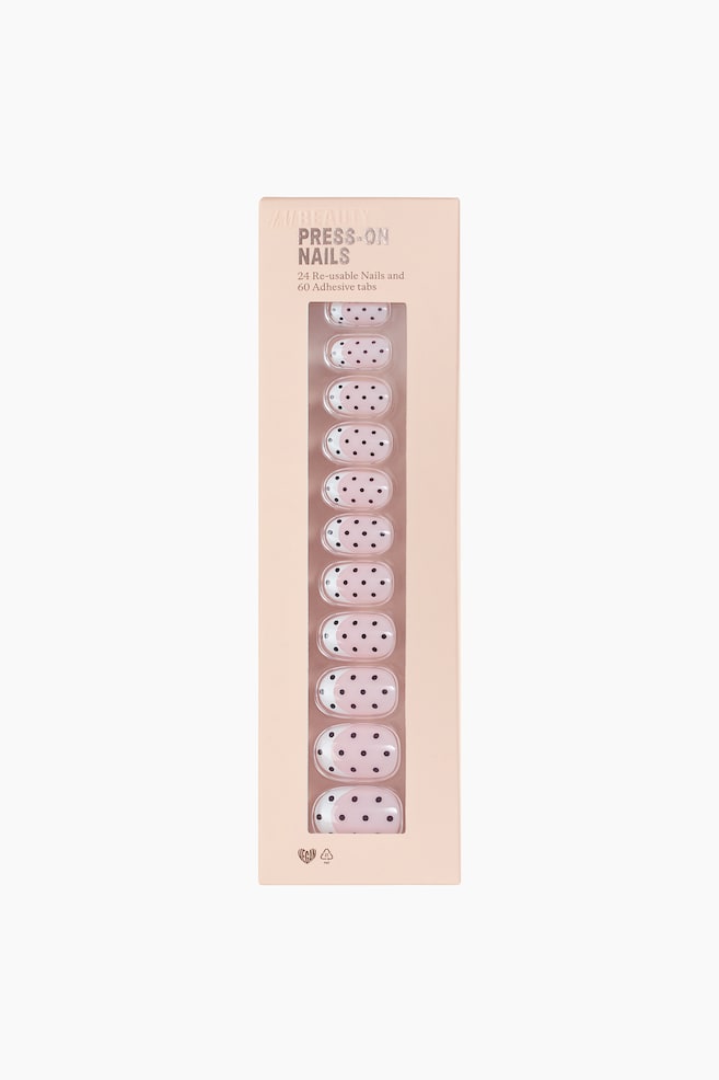 Unhas autocolantes - Oval Short Mocha Dots/Almond Medium Sugar Glaze - 1